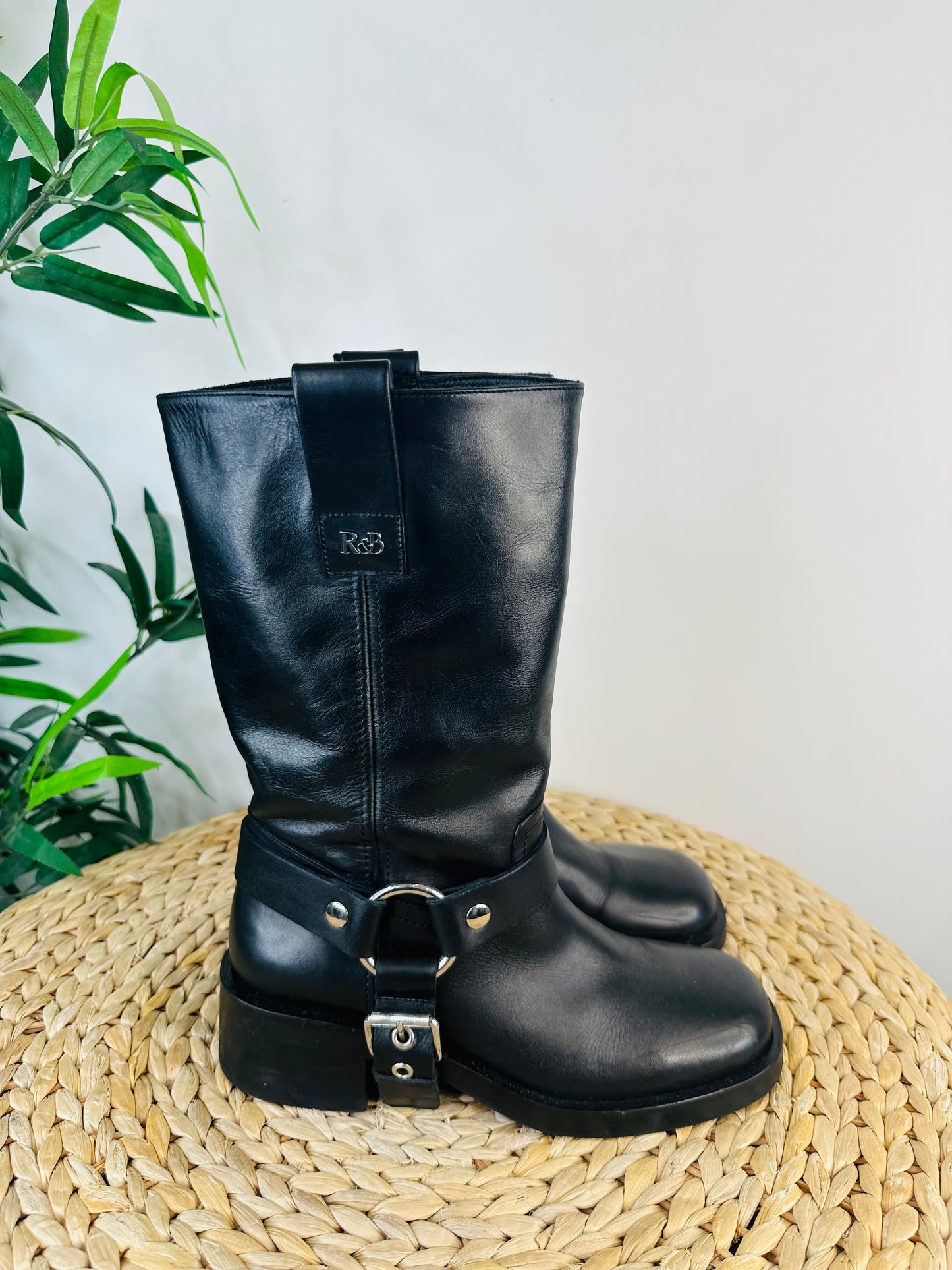 Leather Biker Boots - Size 38