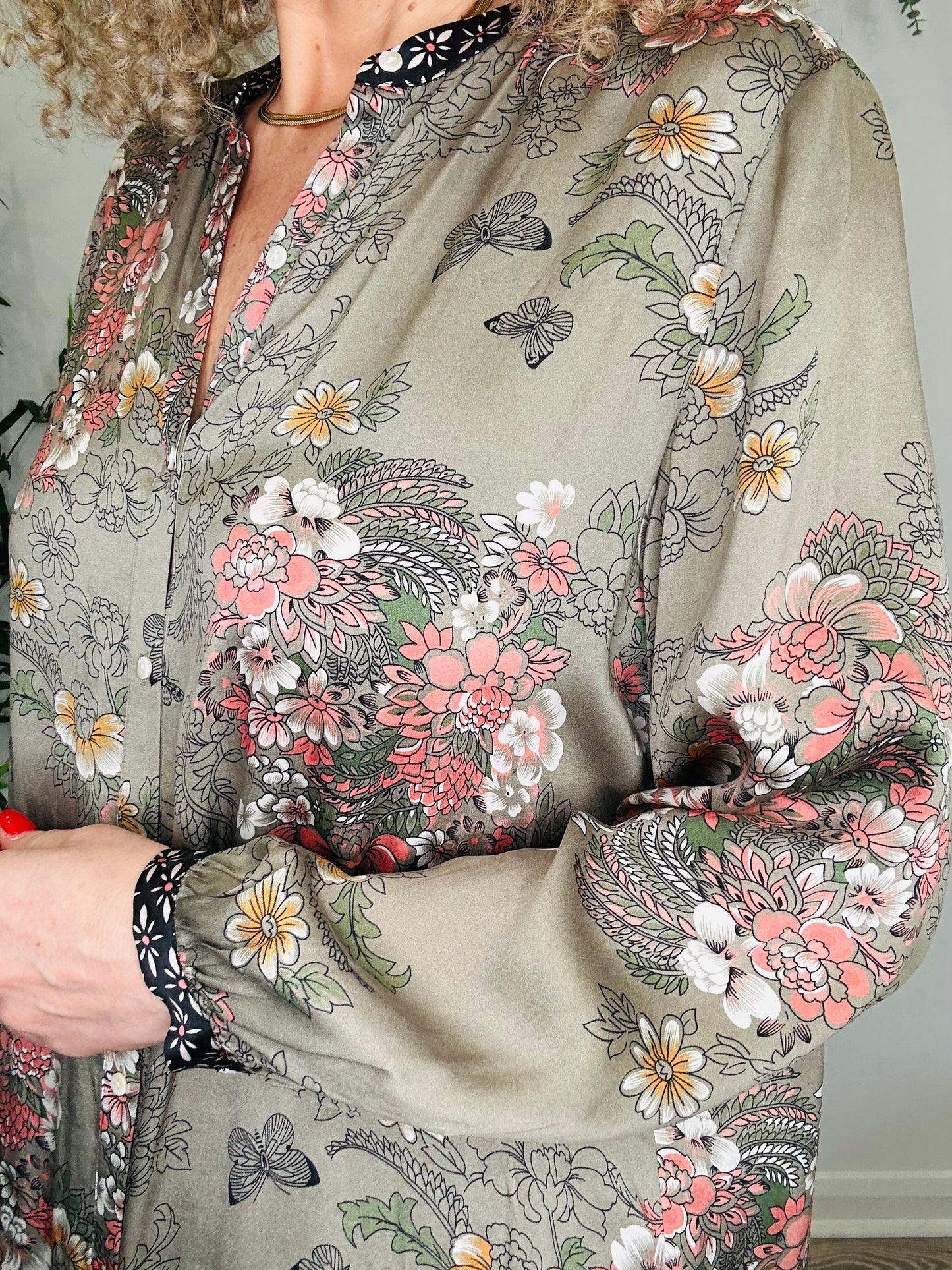 Floral Silk Dress - Size S