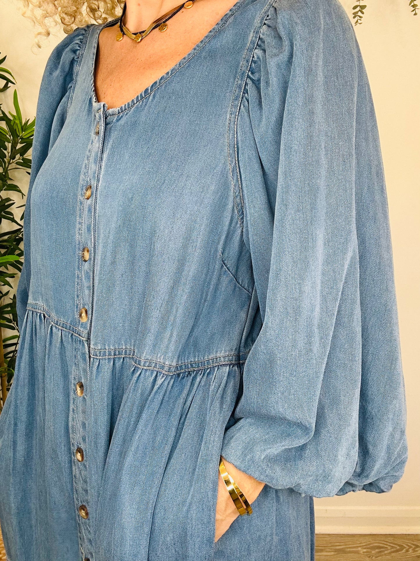 Tiered Denim Dress - Size 12