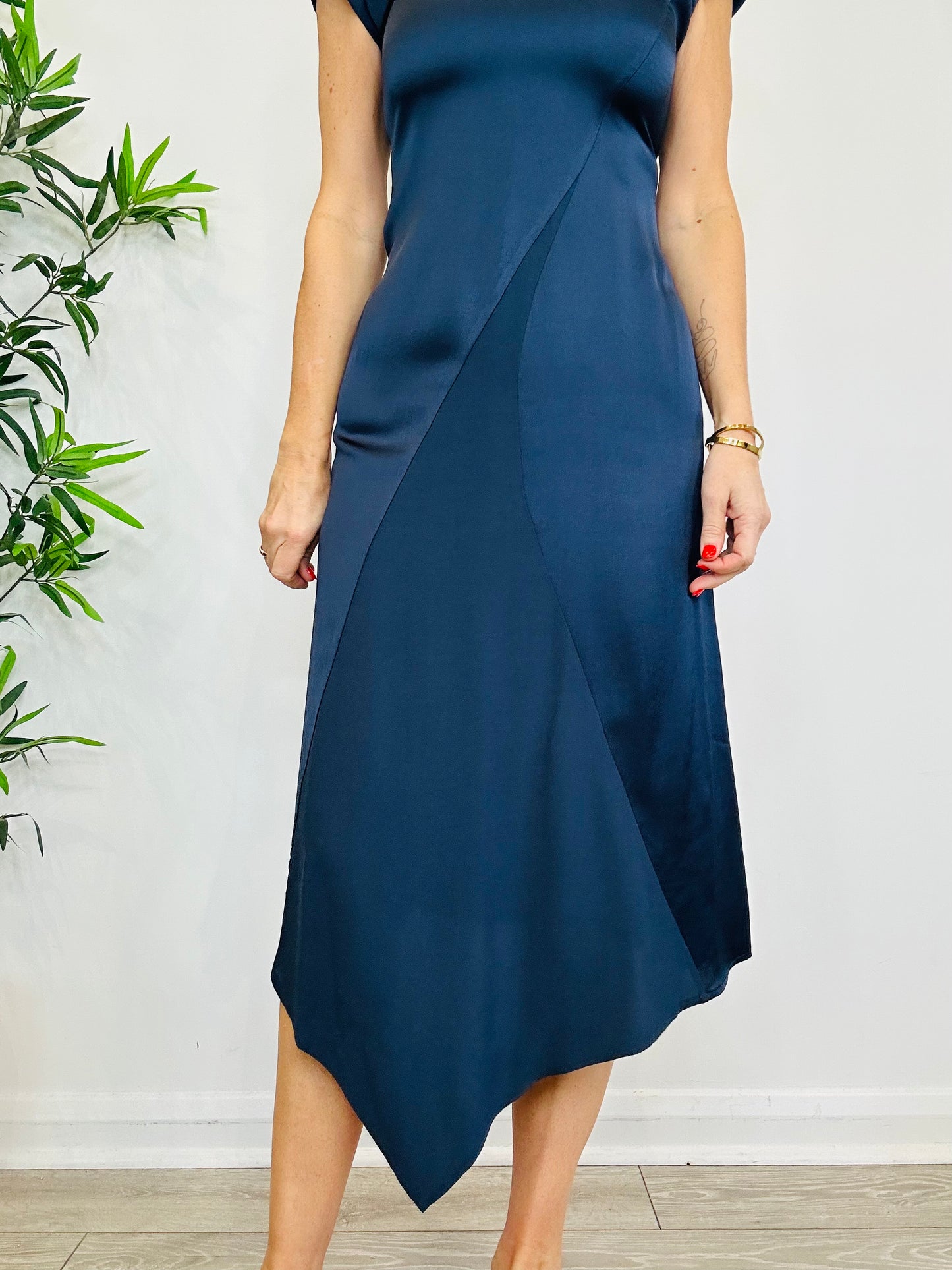 Satin Midi Dress - Size 8