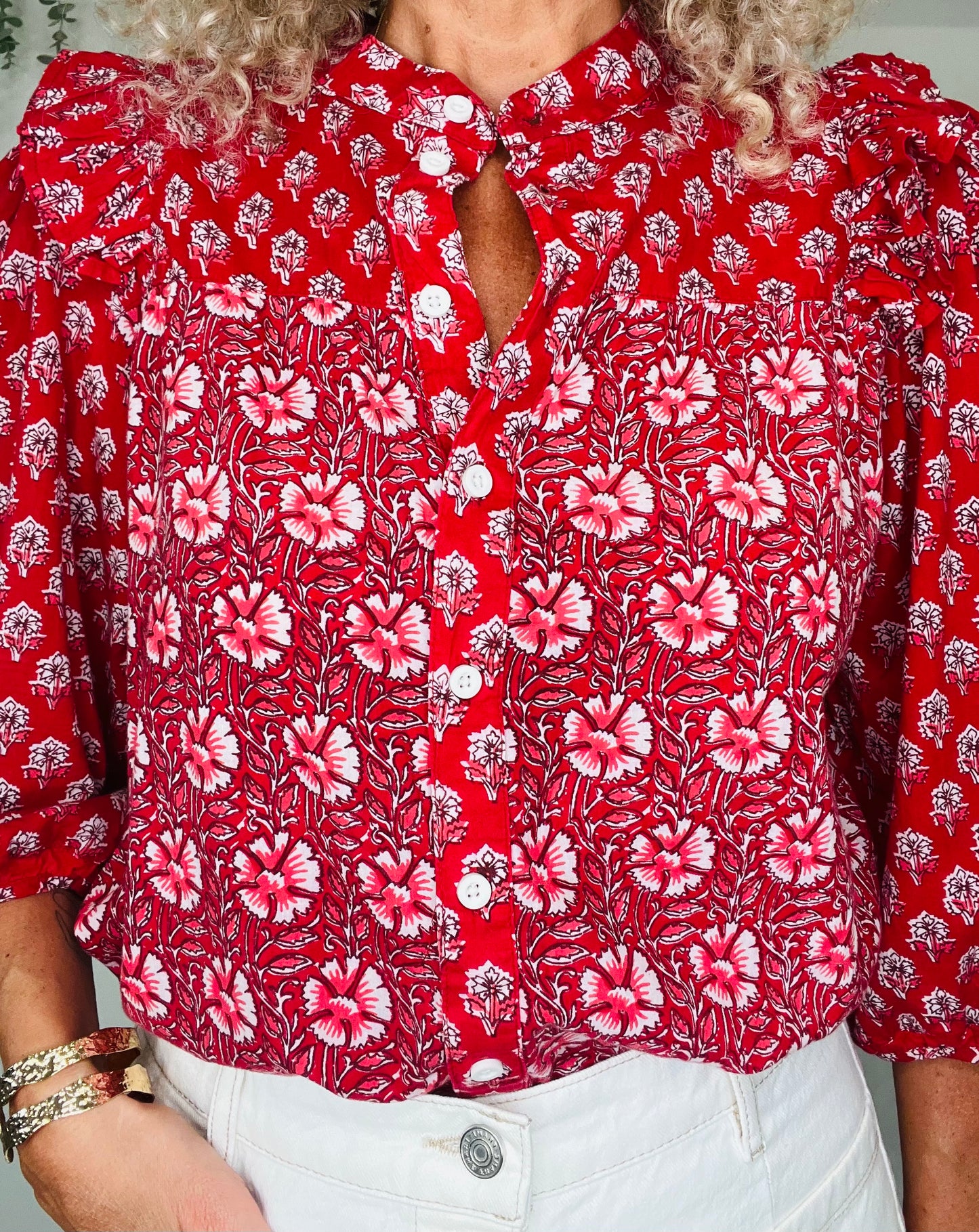 Patterned Cotton Blouse - Size S