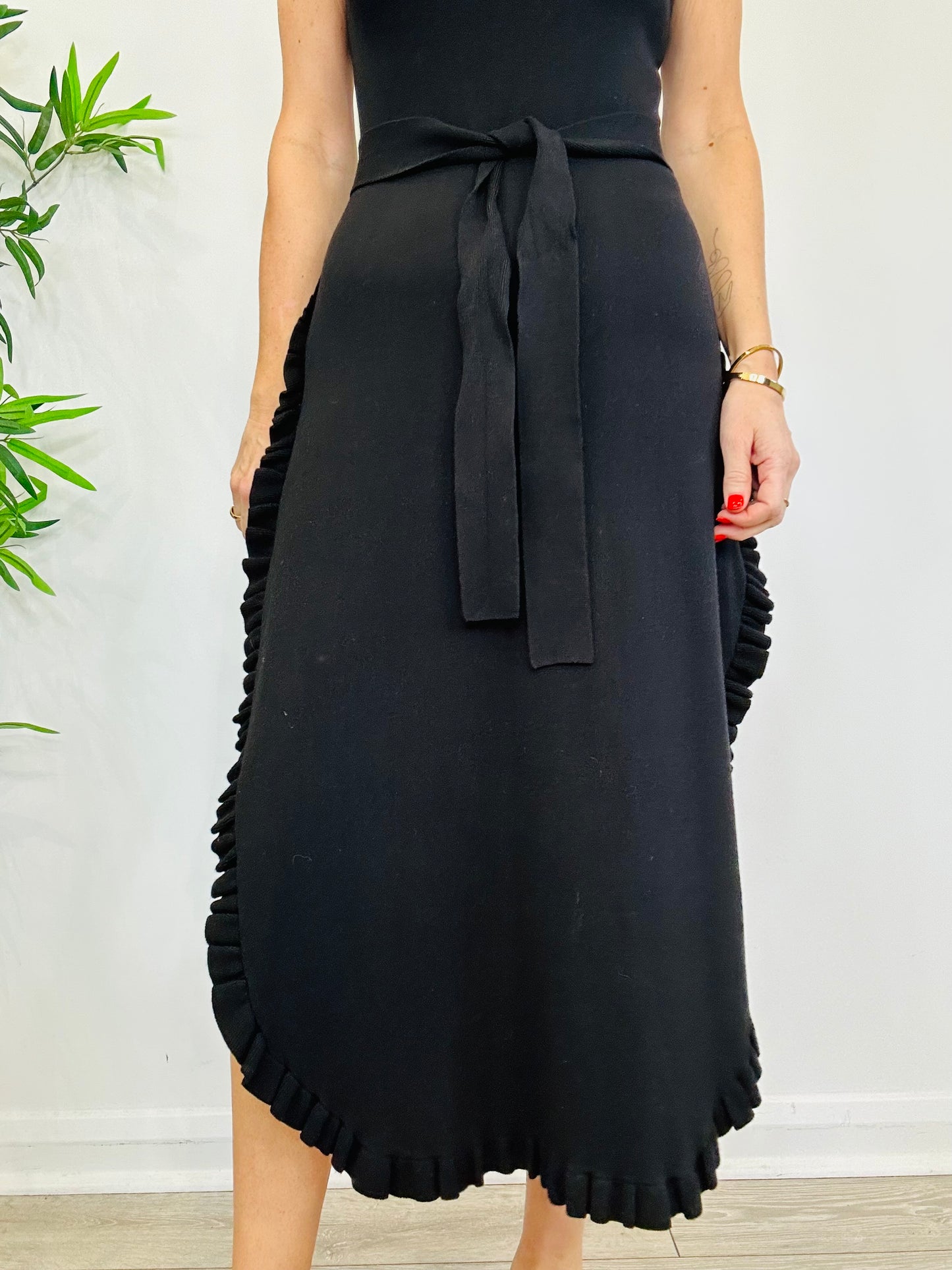 Frill Knitted Dress - Size L