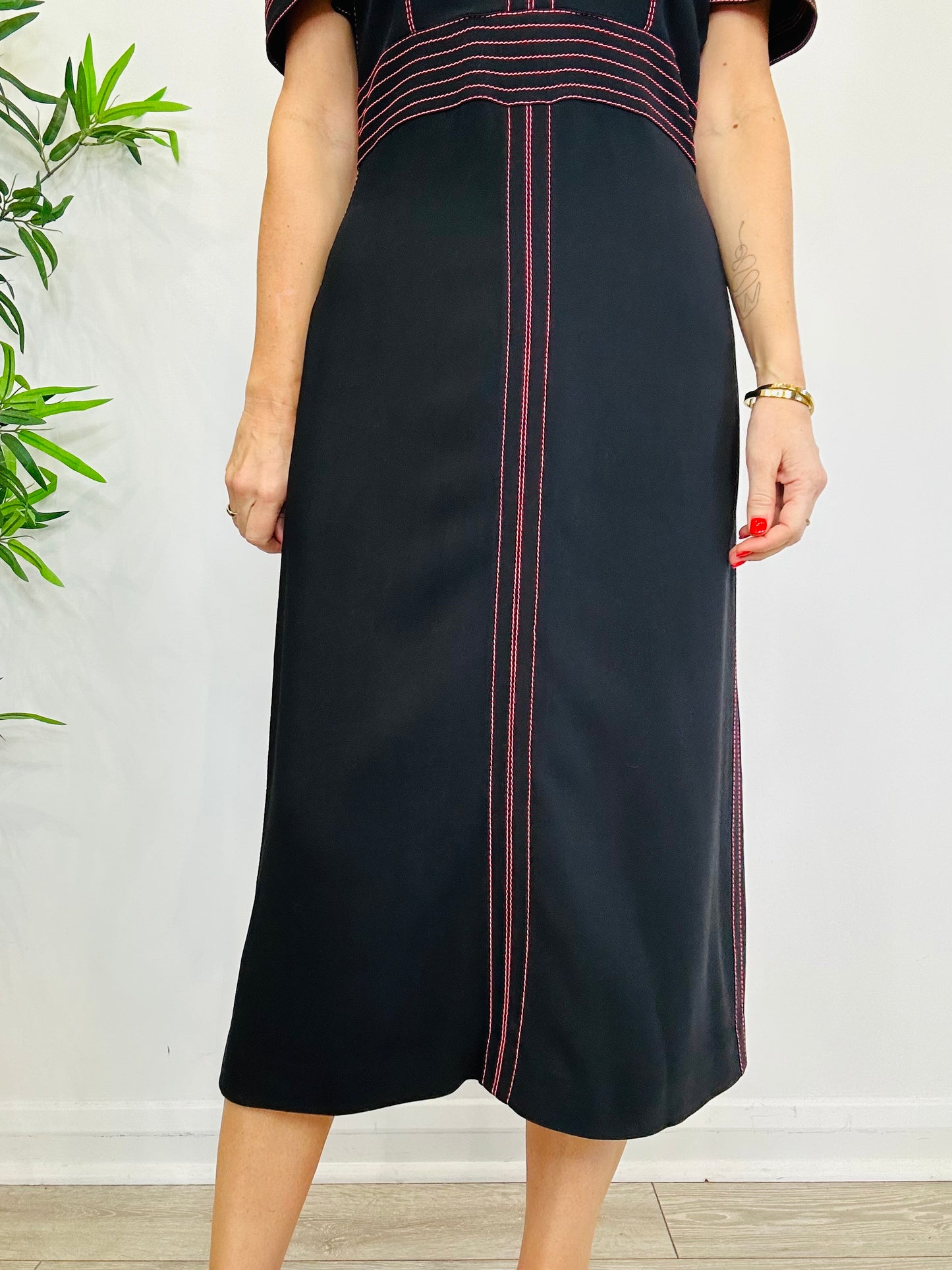 Exposed Stitch Midi Dress - Size 12