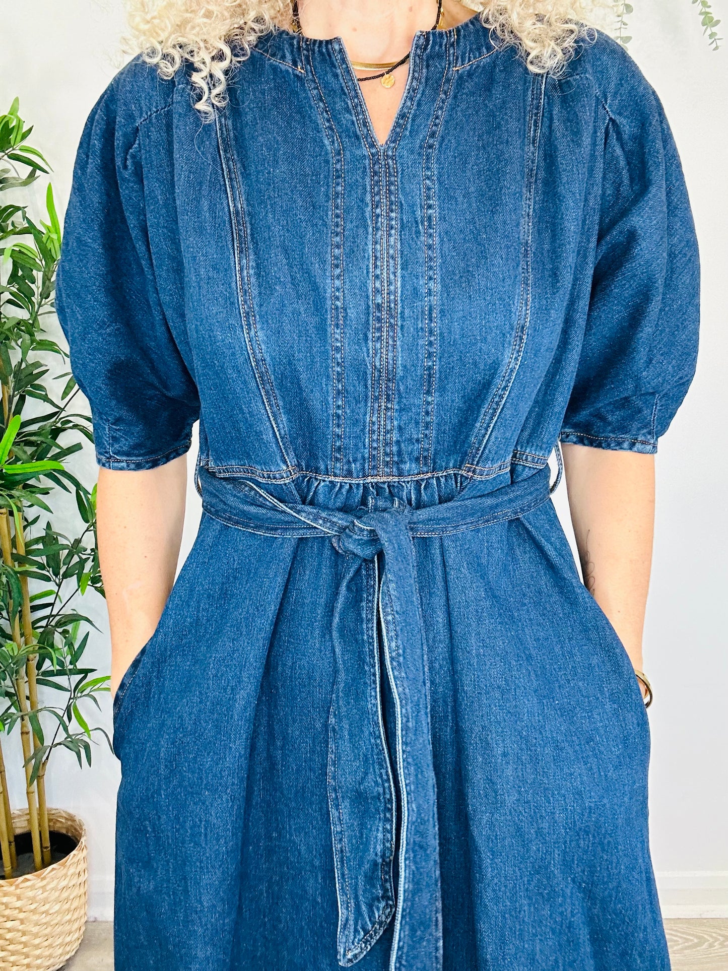 Denim Midi Dress - Size 4