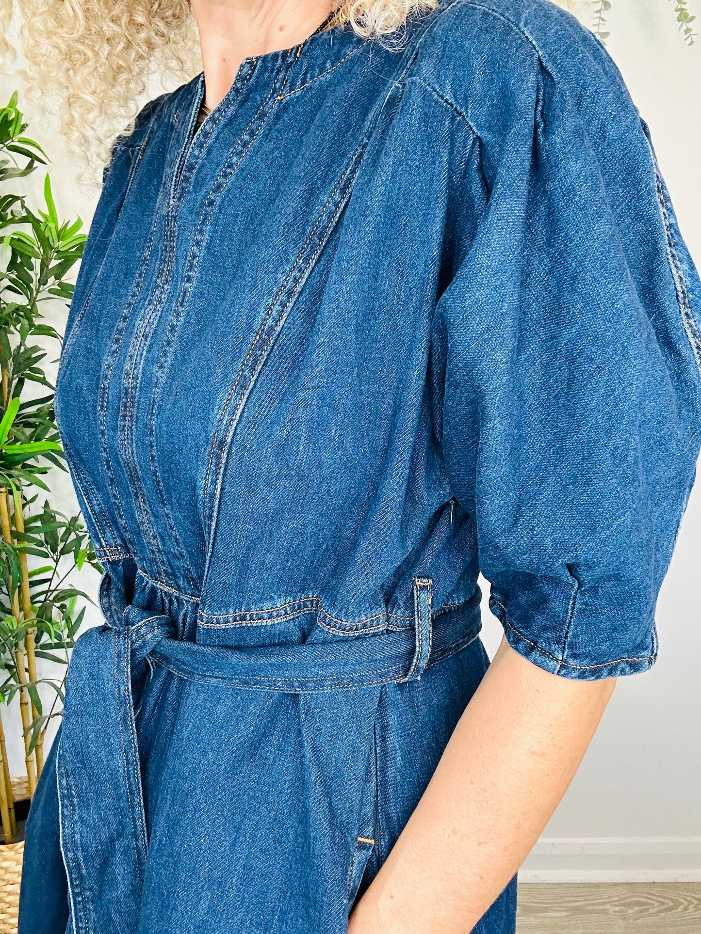 Denim Midi Dress - Size 4