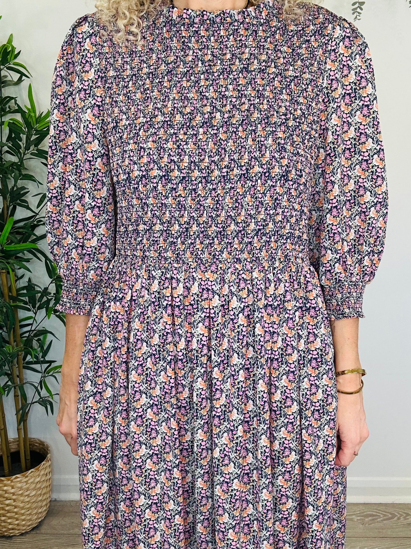 Smocked Floral Dress - Size 4