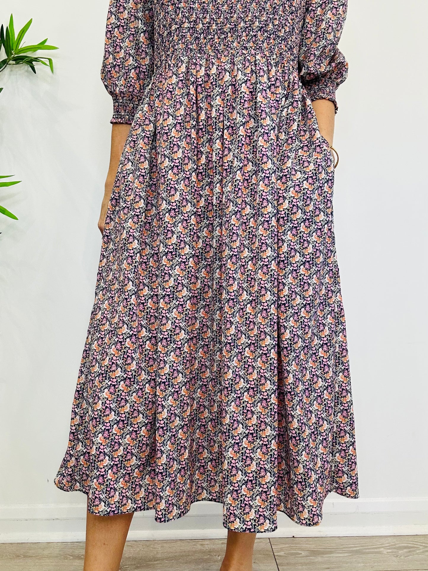 Smocked Floral Dress - Size 4
