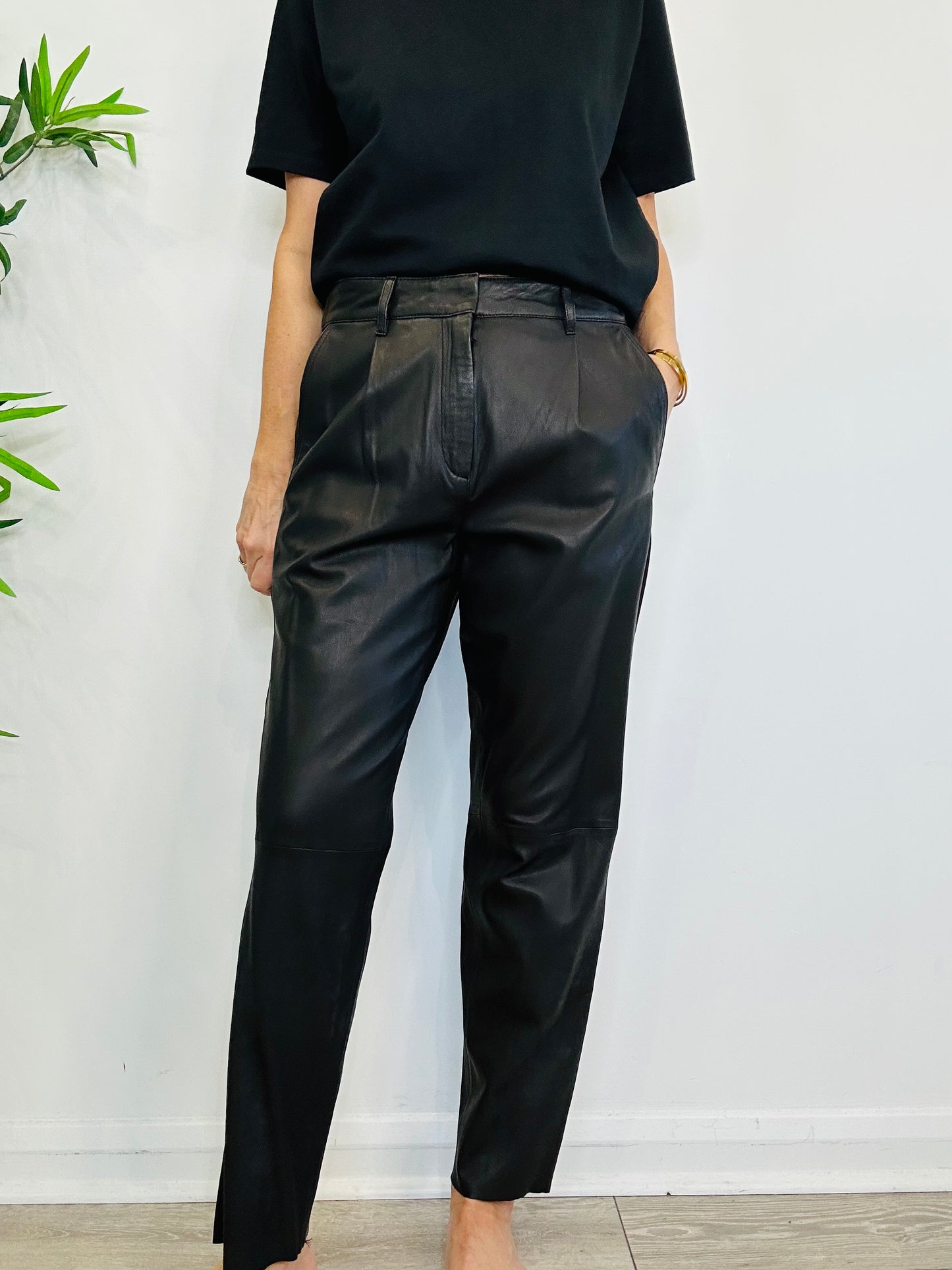 Iris Leather Trousers - Size 40