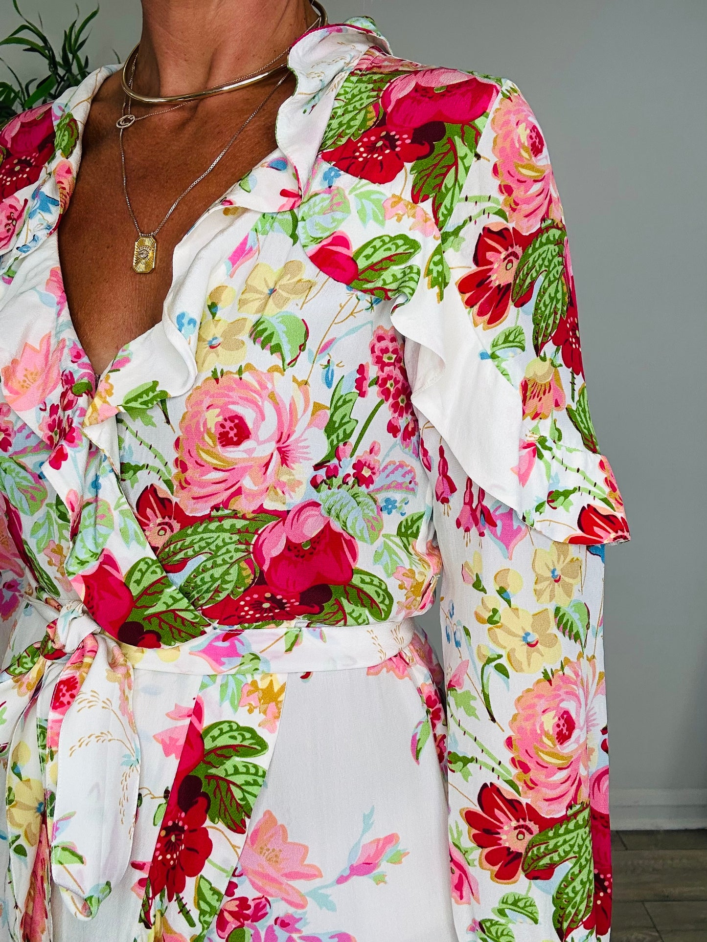 Floral Silk Dress - Size S