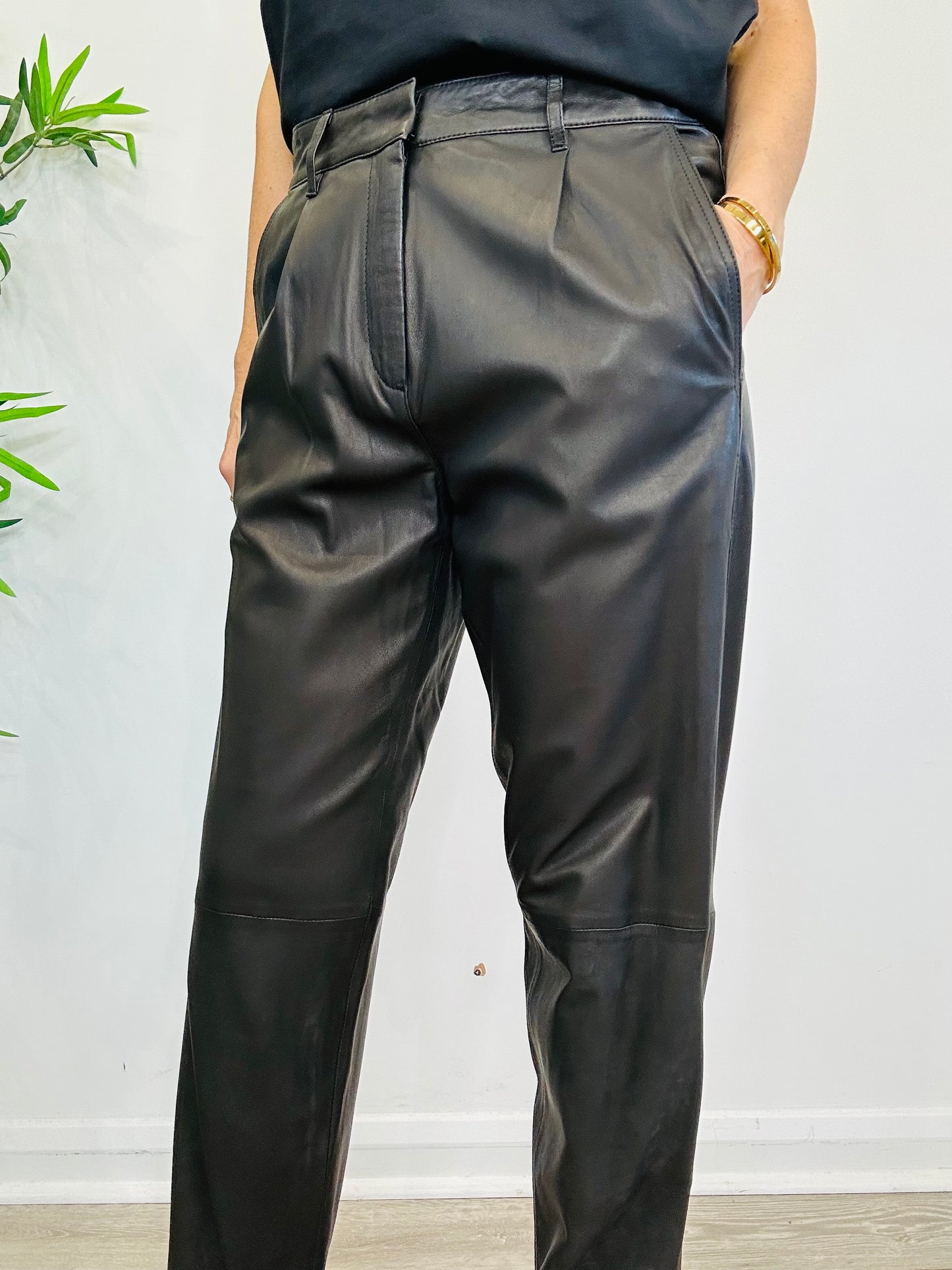 Iris Leather Trousers - Size 40
