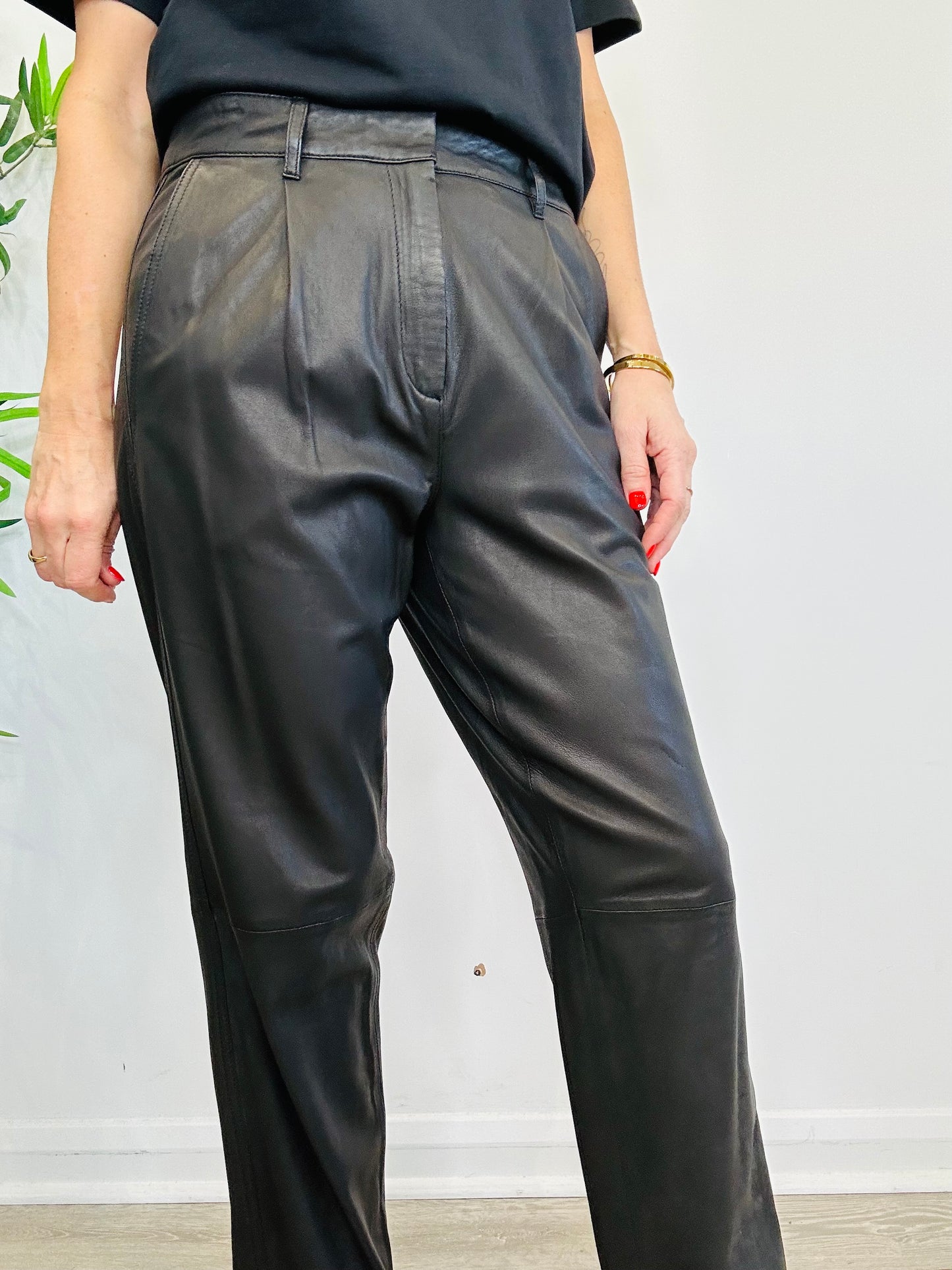 Iris Leather Trousers - Size 40
