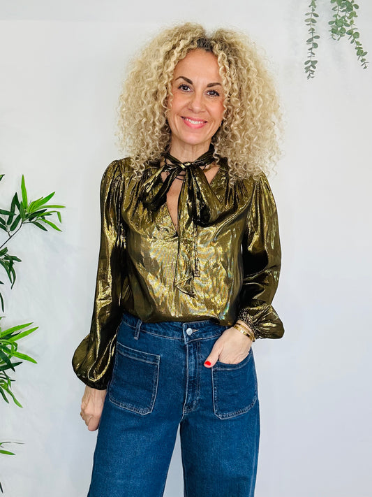 Metallic Moss Blouse - Size XS