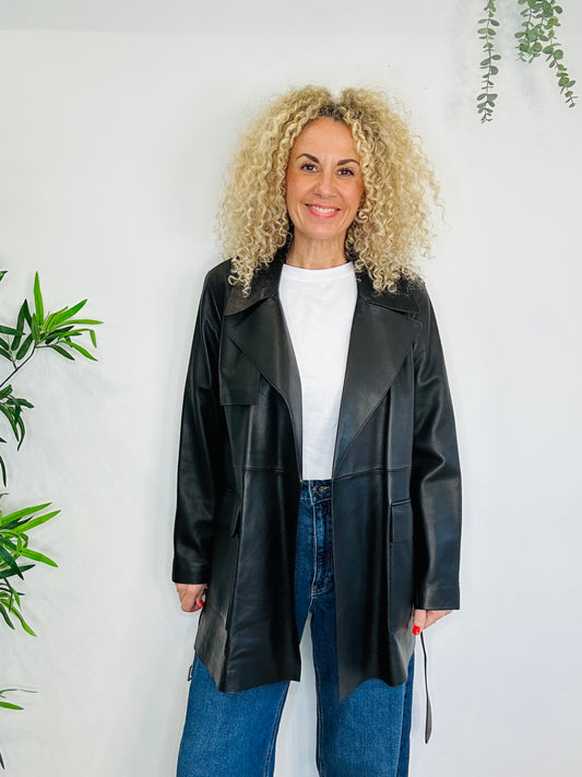 Belted Leather Trench - Size L