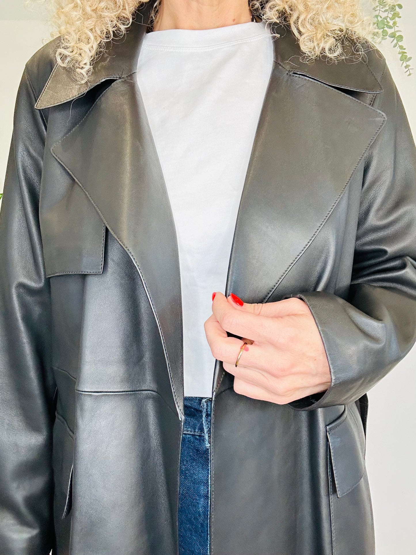 Belted Leather Trench - Size L
