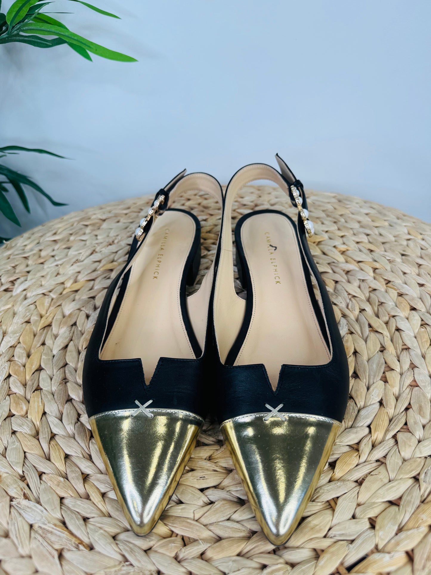 Leather Slingback Pumps - Size 40