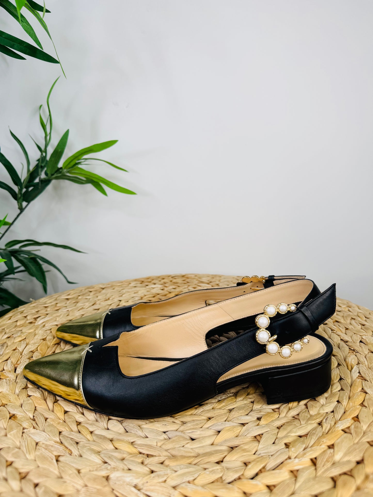Leather Slingback Pumps - Size 40