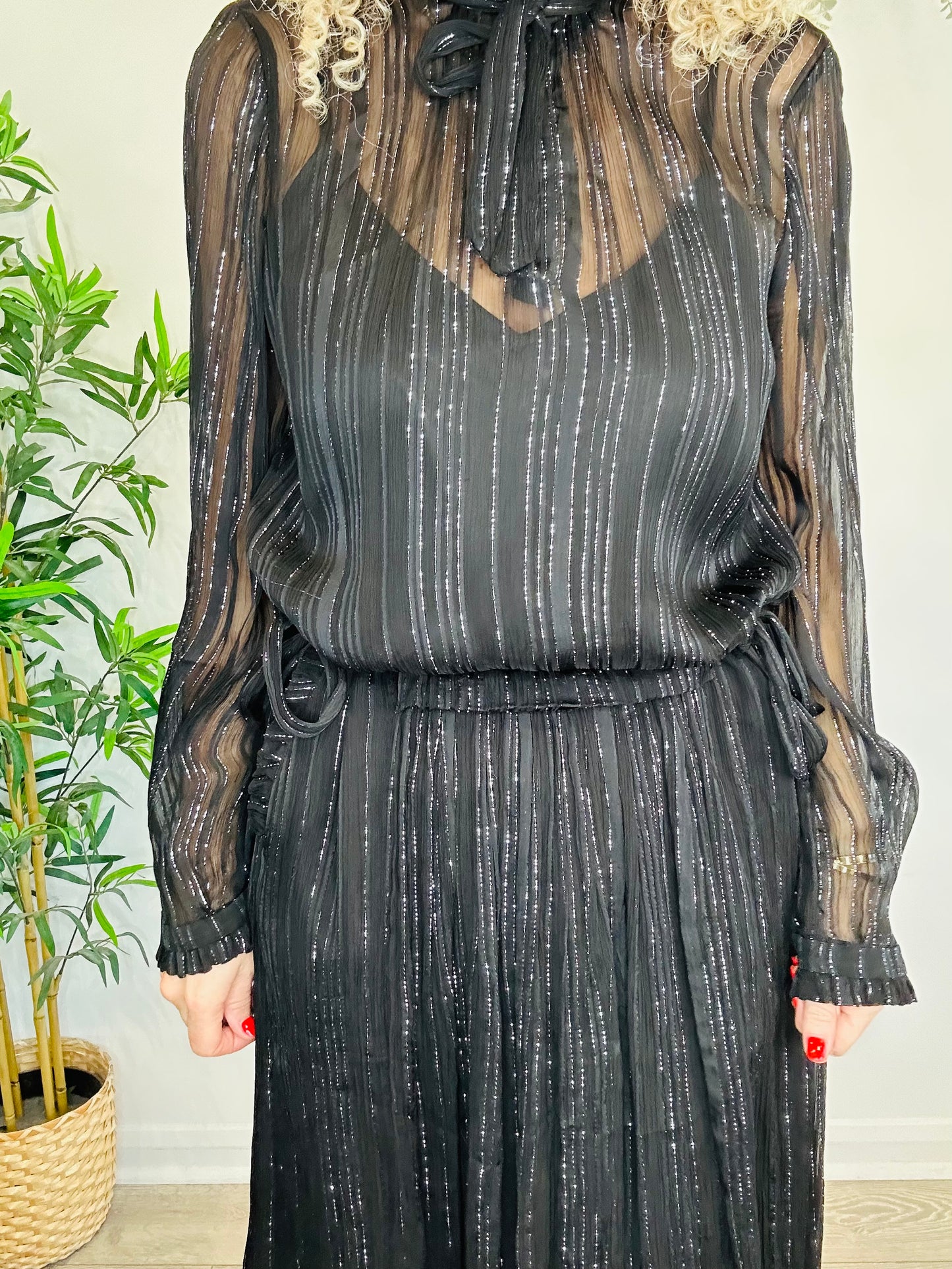 Metallic Stripe Dress - Size 42