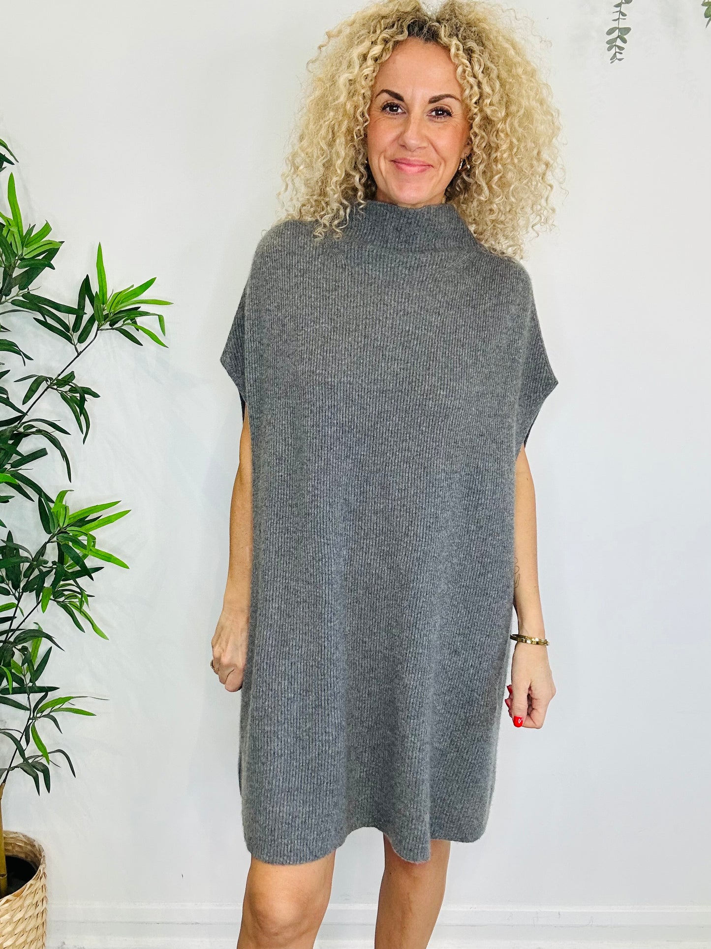 Ribbed Cashmere Tunic Dress - Size XS/S