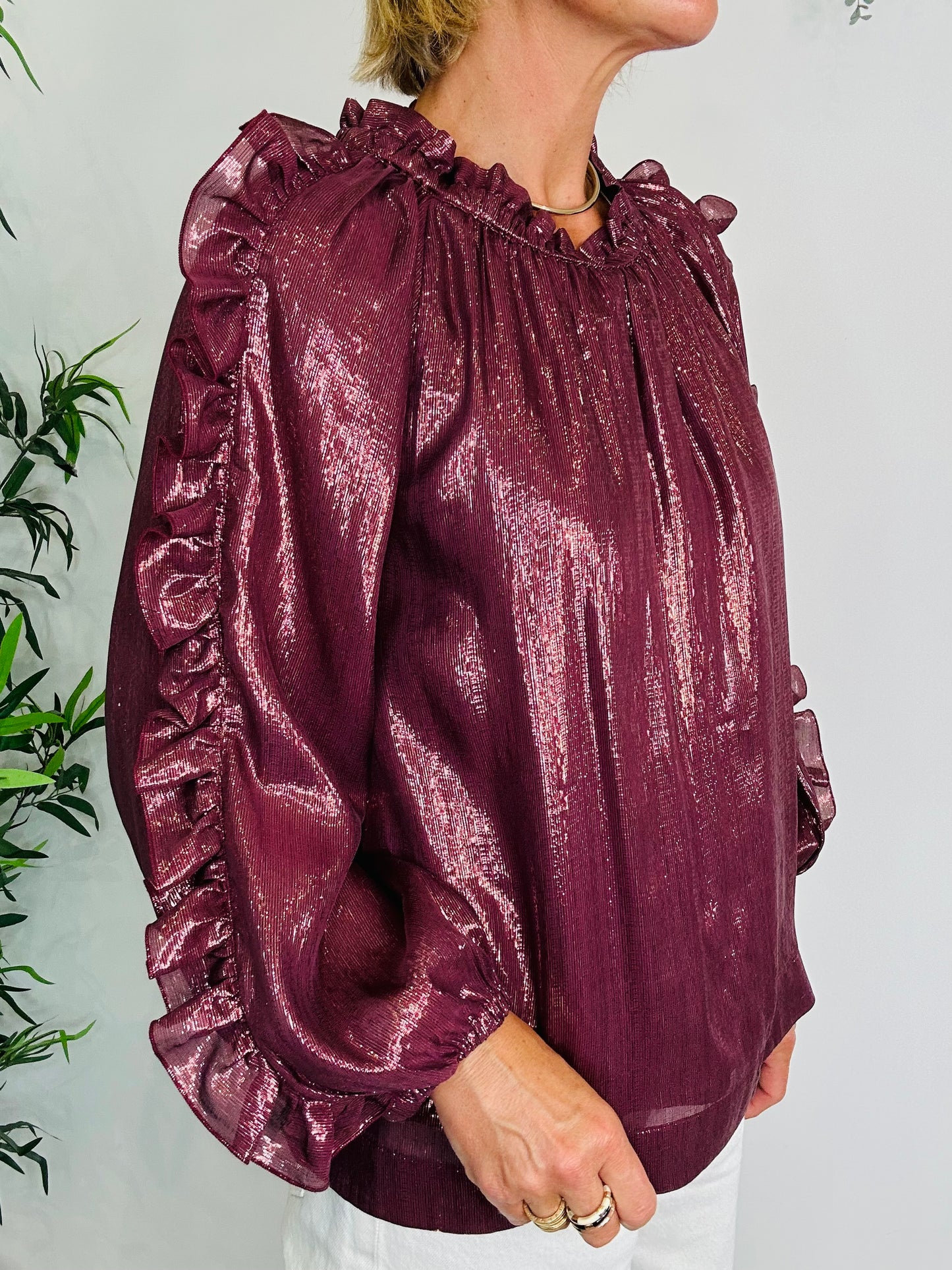 Metallic Frill Blouse - Size 3