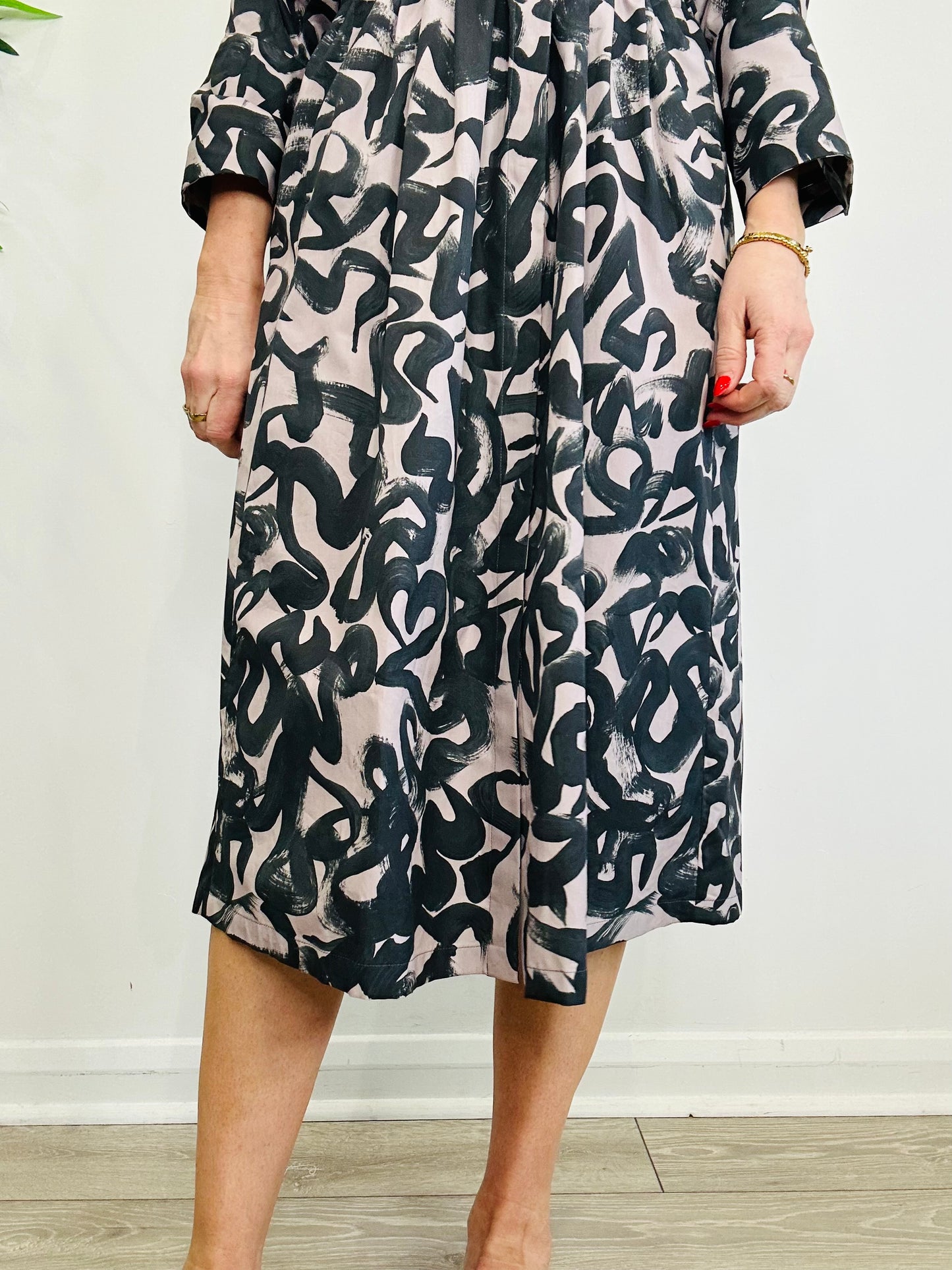 Patterned Shirt Dress - Size S