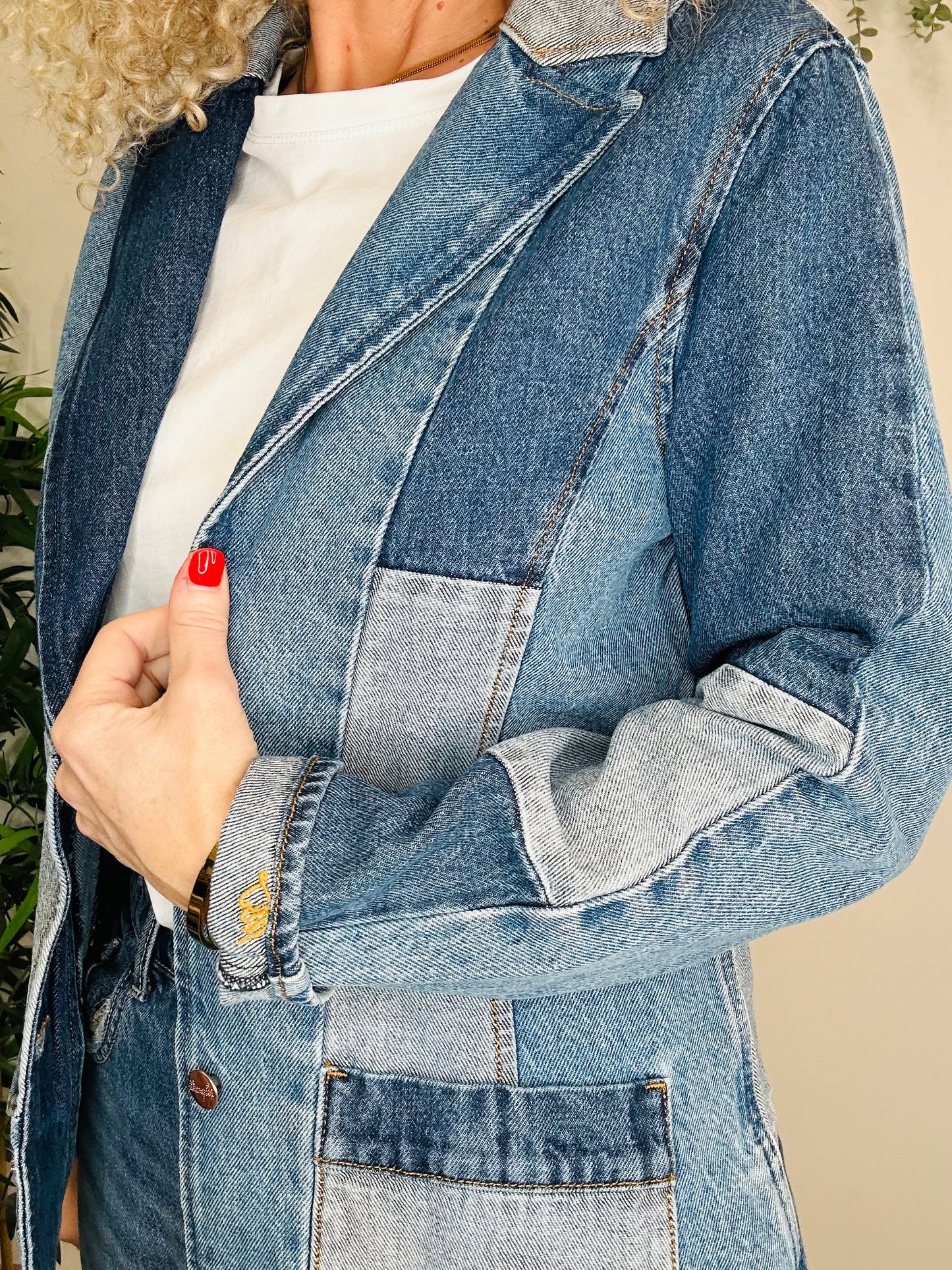 Denim Patchwork Blazer - Size M