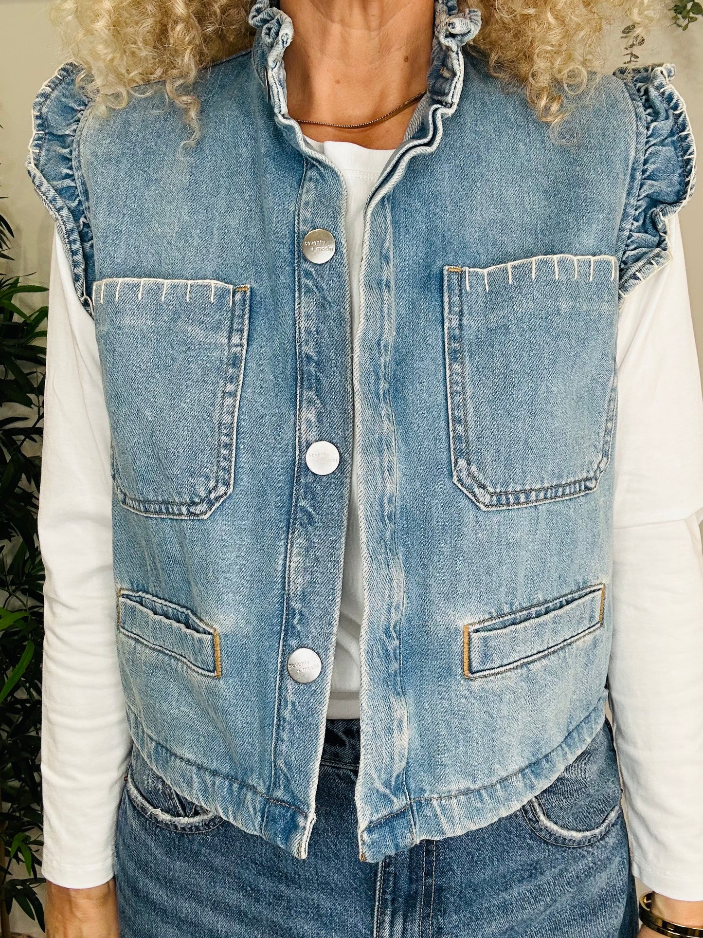 Denim Frill Waistcoat - Size 10