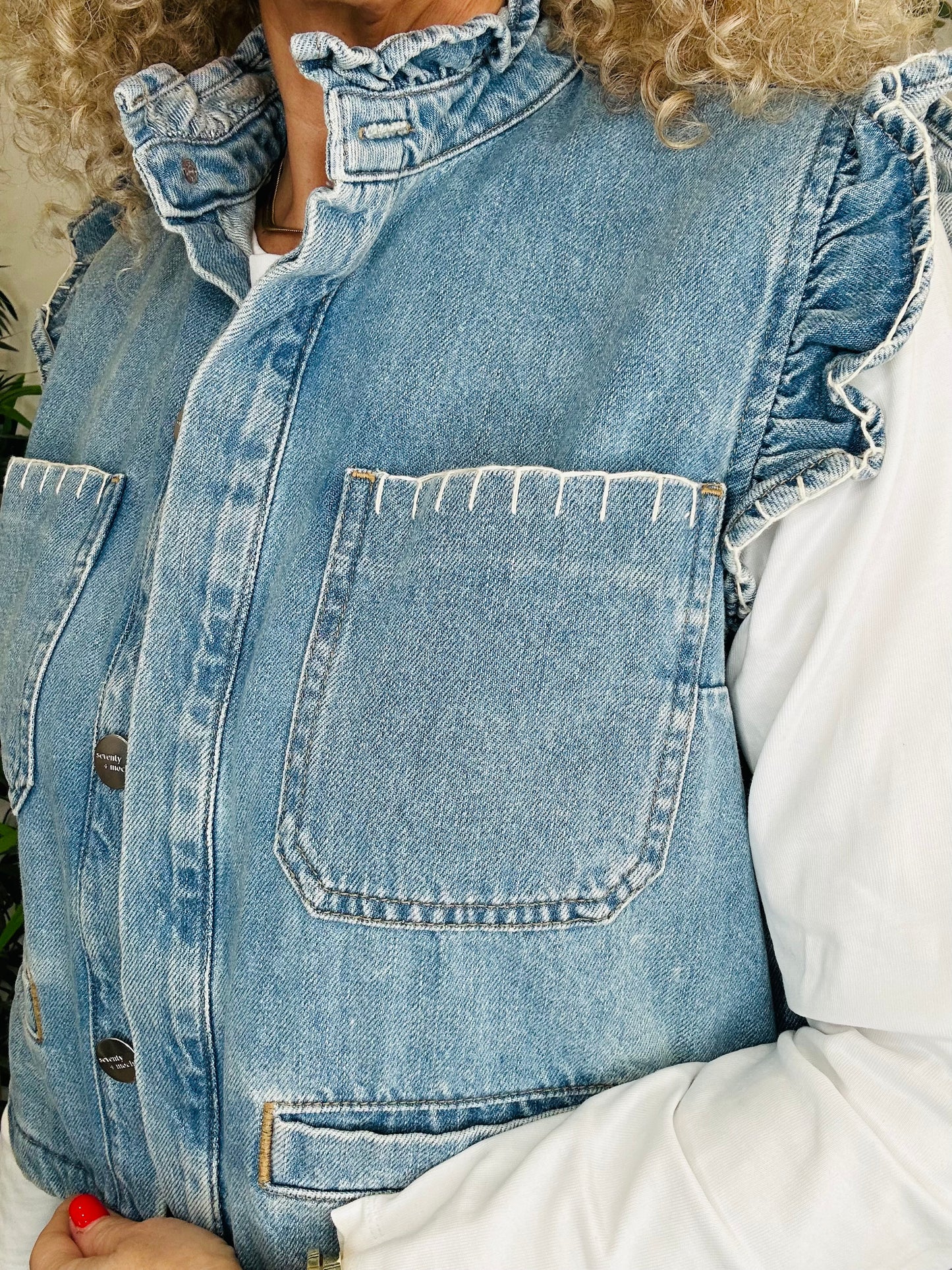 Denim Frill Waistcoat - Size 10