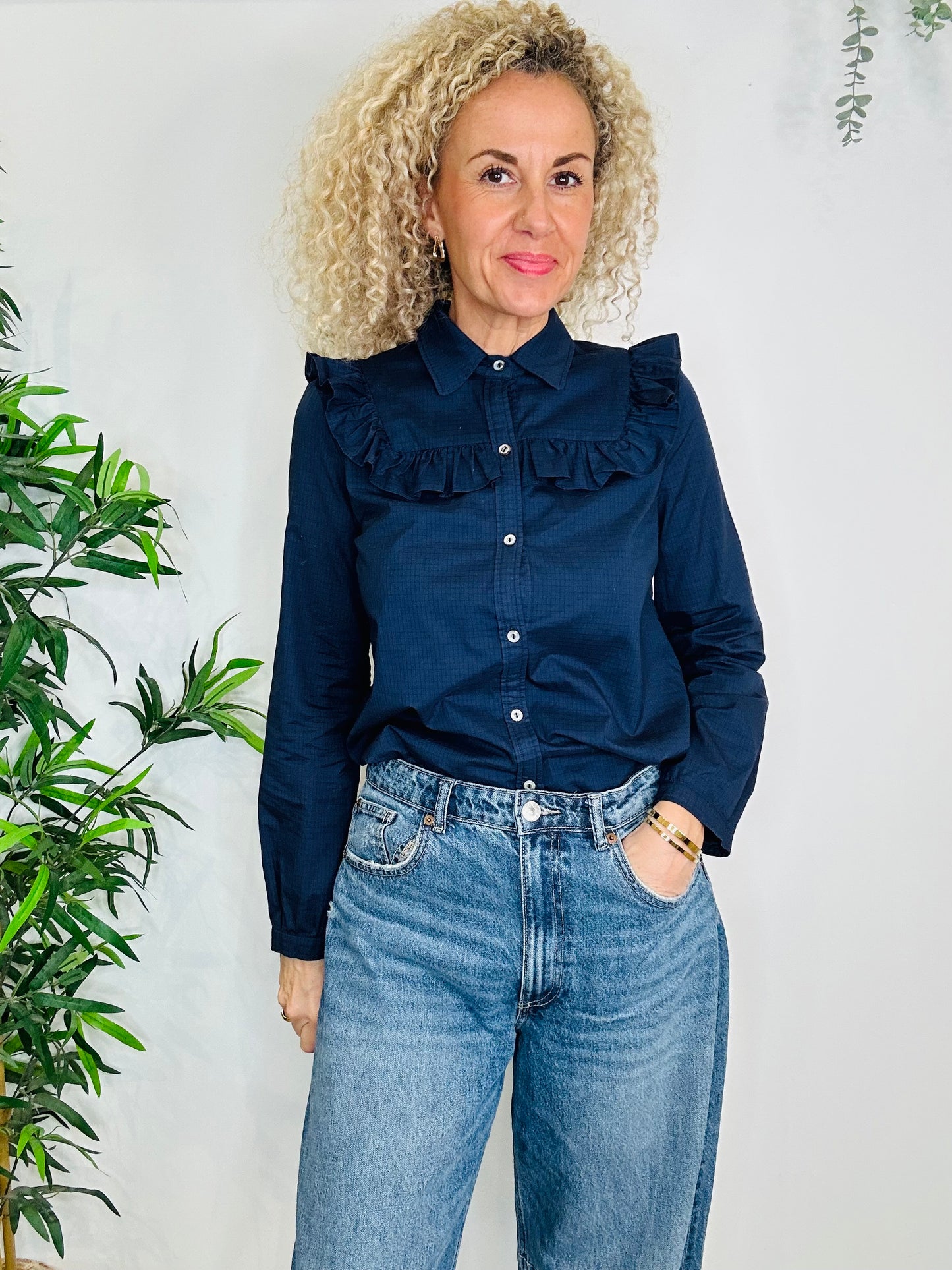 Frill Check Shirt - Size 36