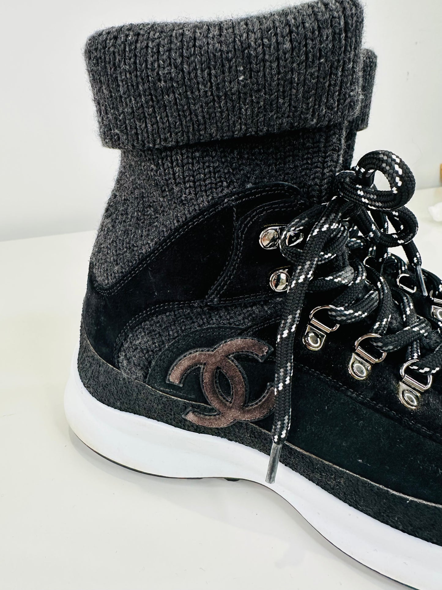 Suede Interlocking CC Logo Trainers - Size 38