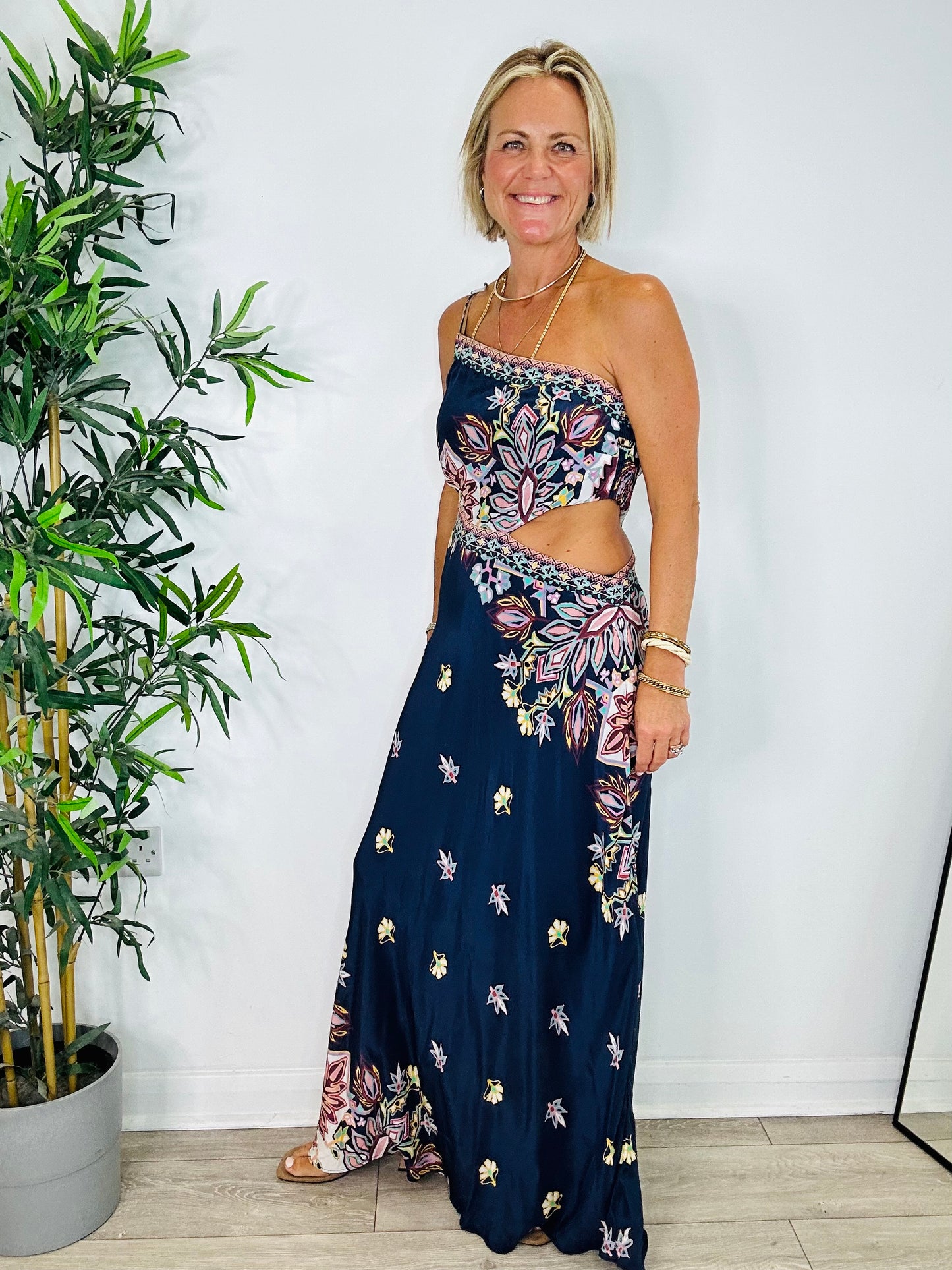 One Shoulder Maxi Dress - Size 3