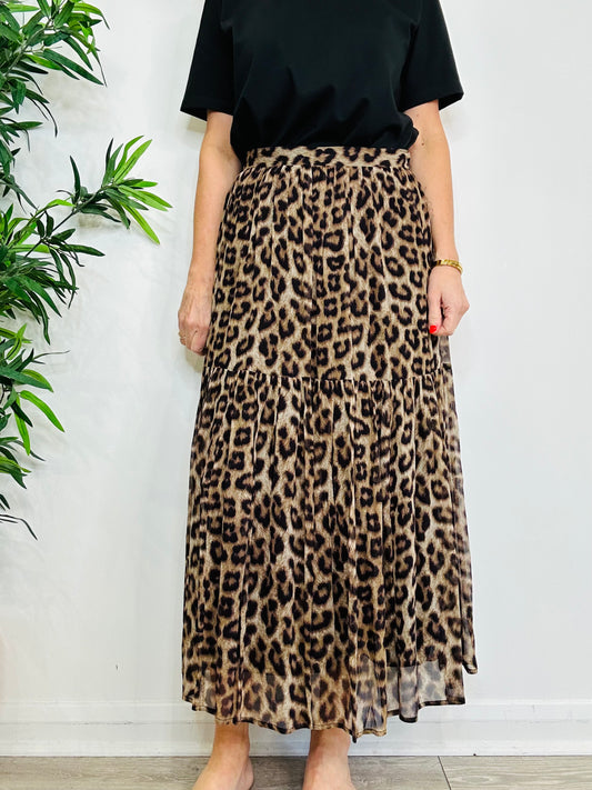Leopard Print Skirt - Size 40