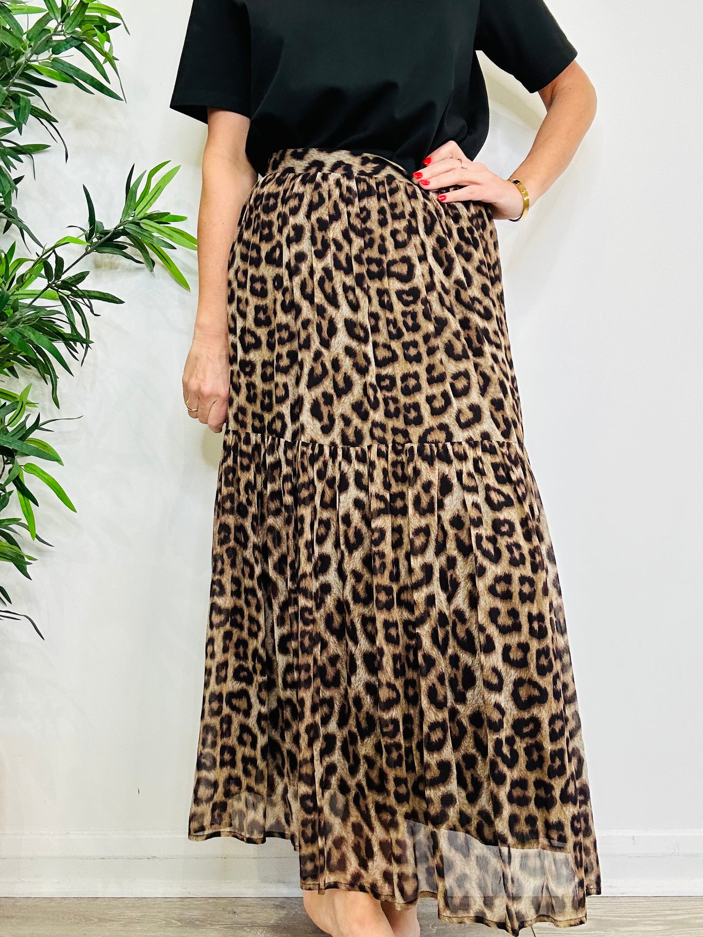 Leopard Print Skirt - Size 40
