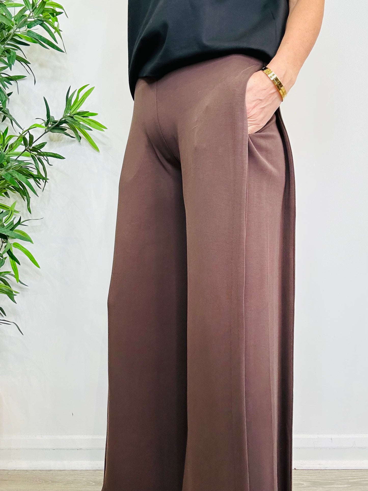 Wide Leg Jersey Trousers - Size S