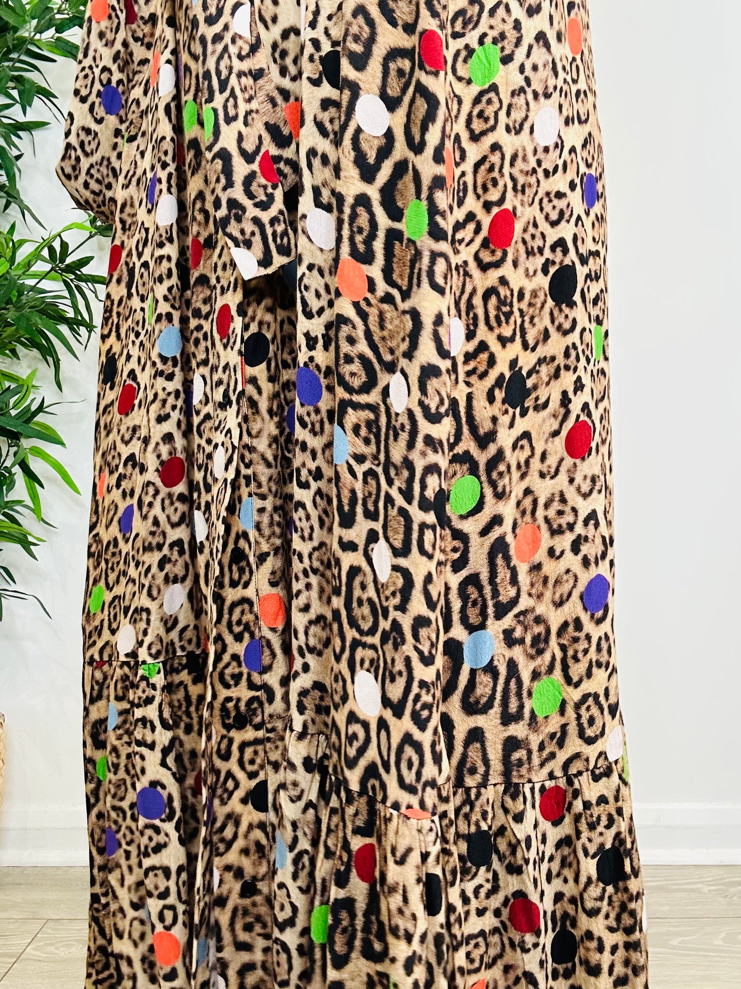 Leopard Print Shirt Dress - Size 34