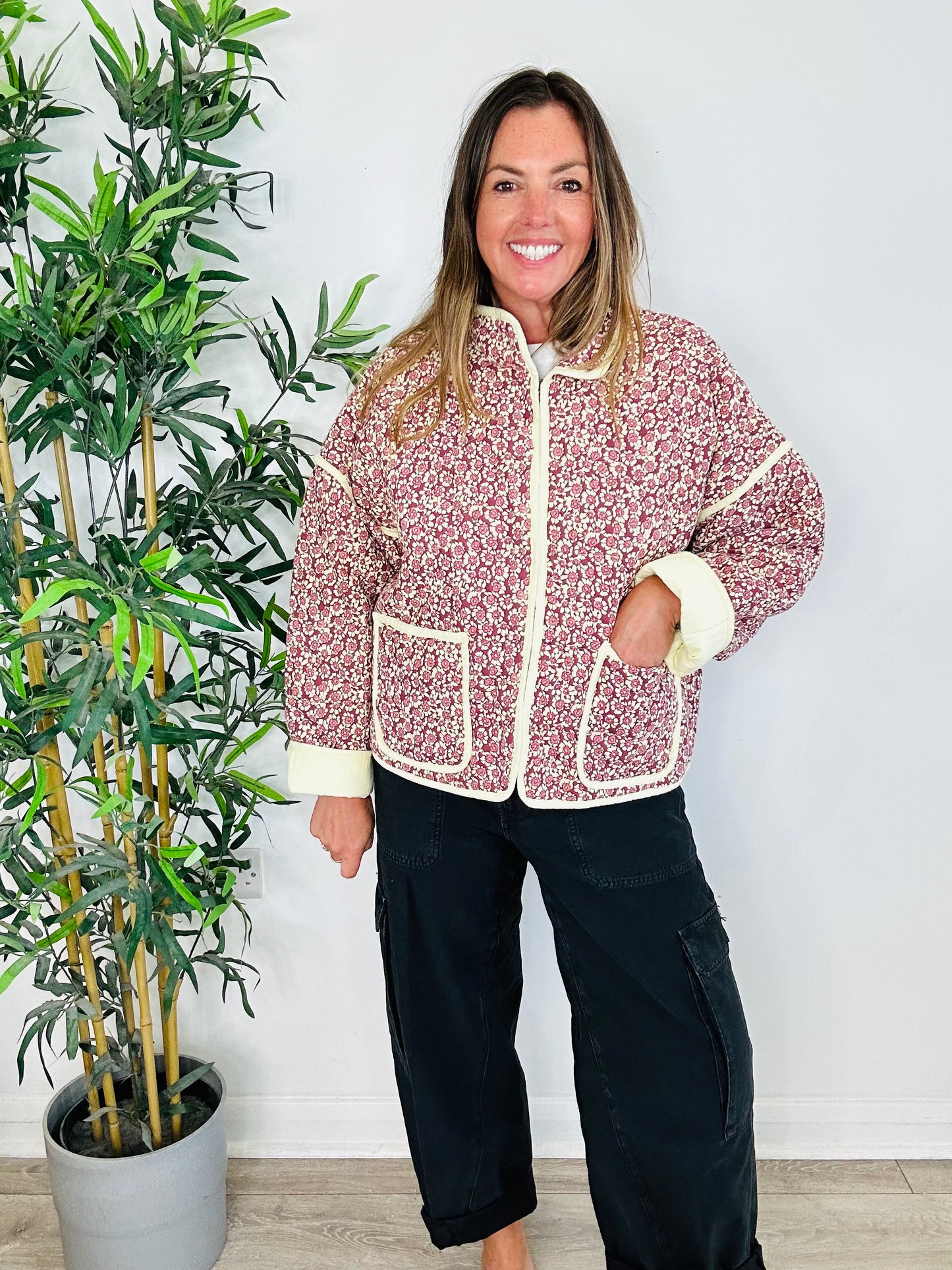 Floral Quilted Jacket - Size XS