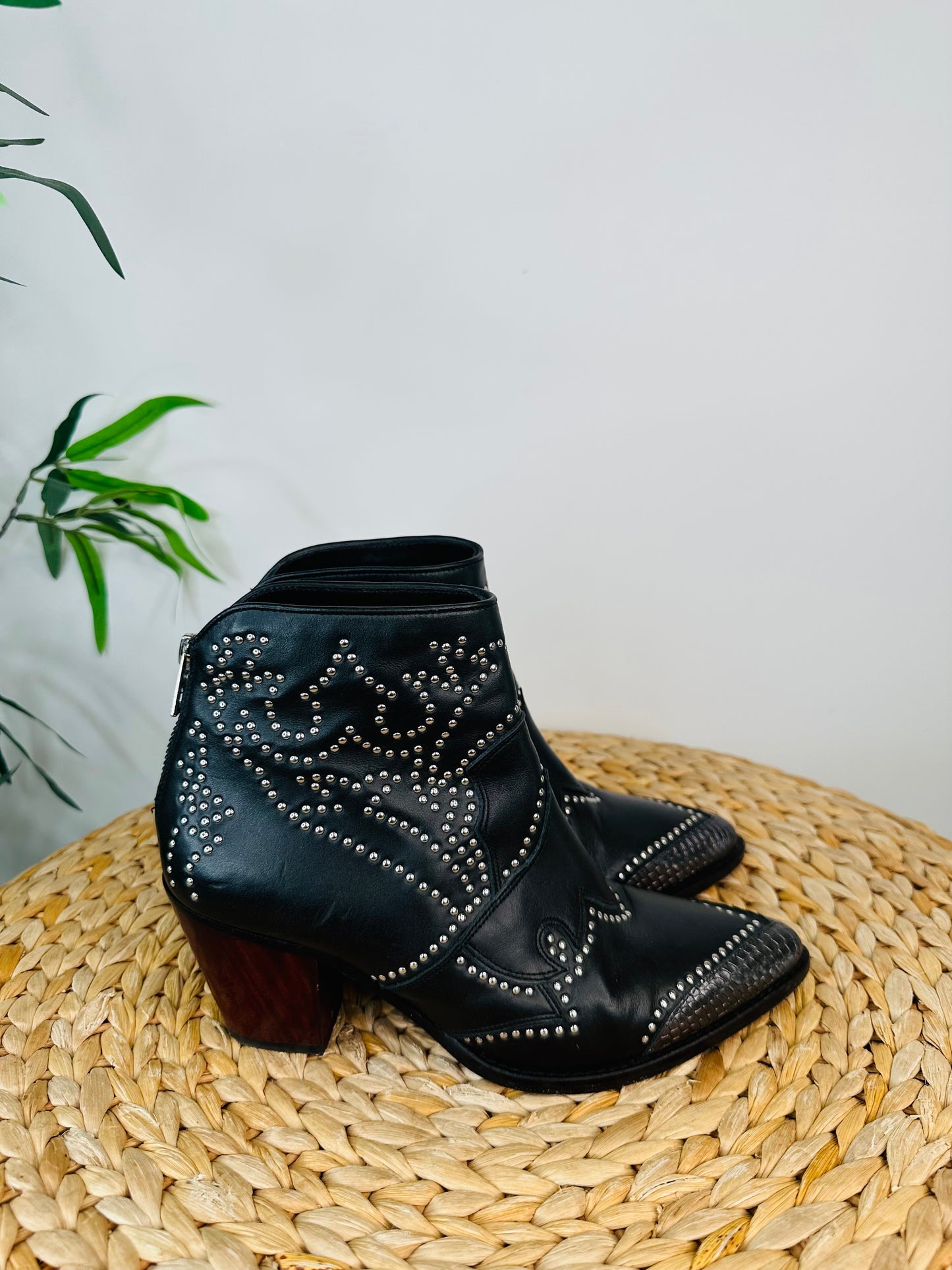 Studded Leather Boots - Size 38