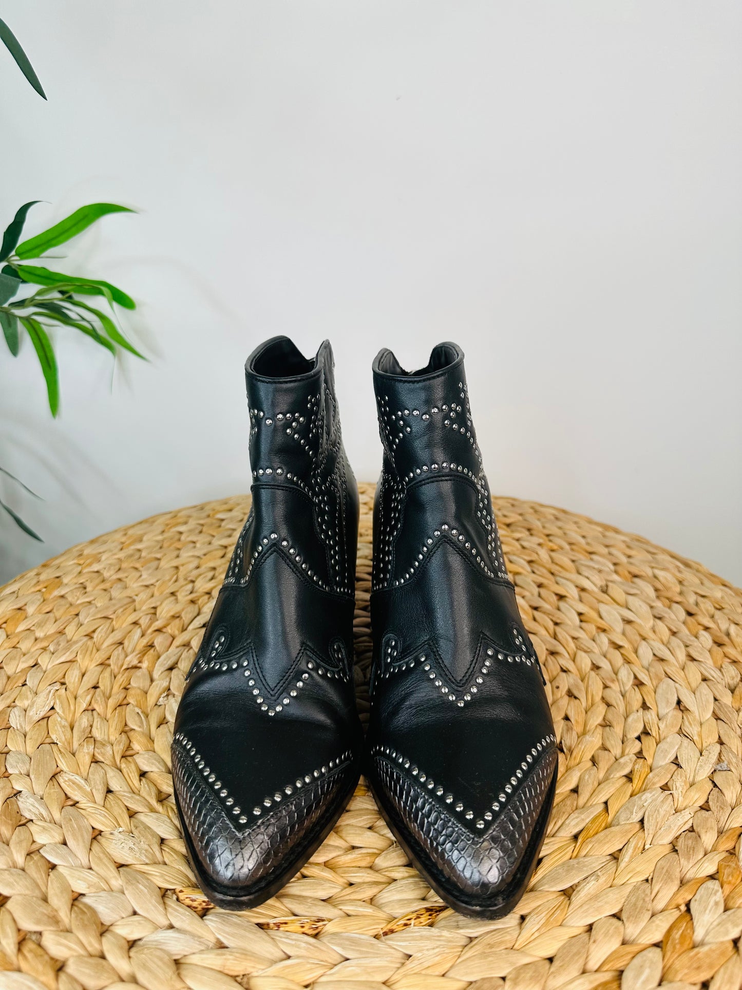 Studded Leather Boots - Size 38