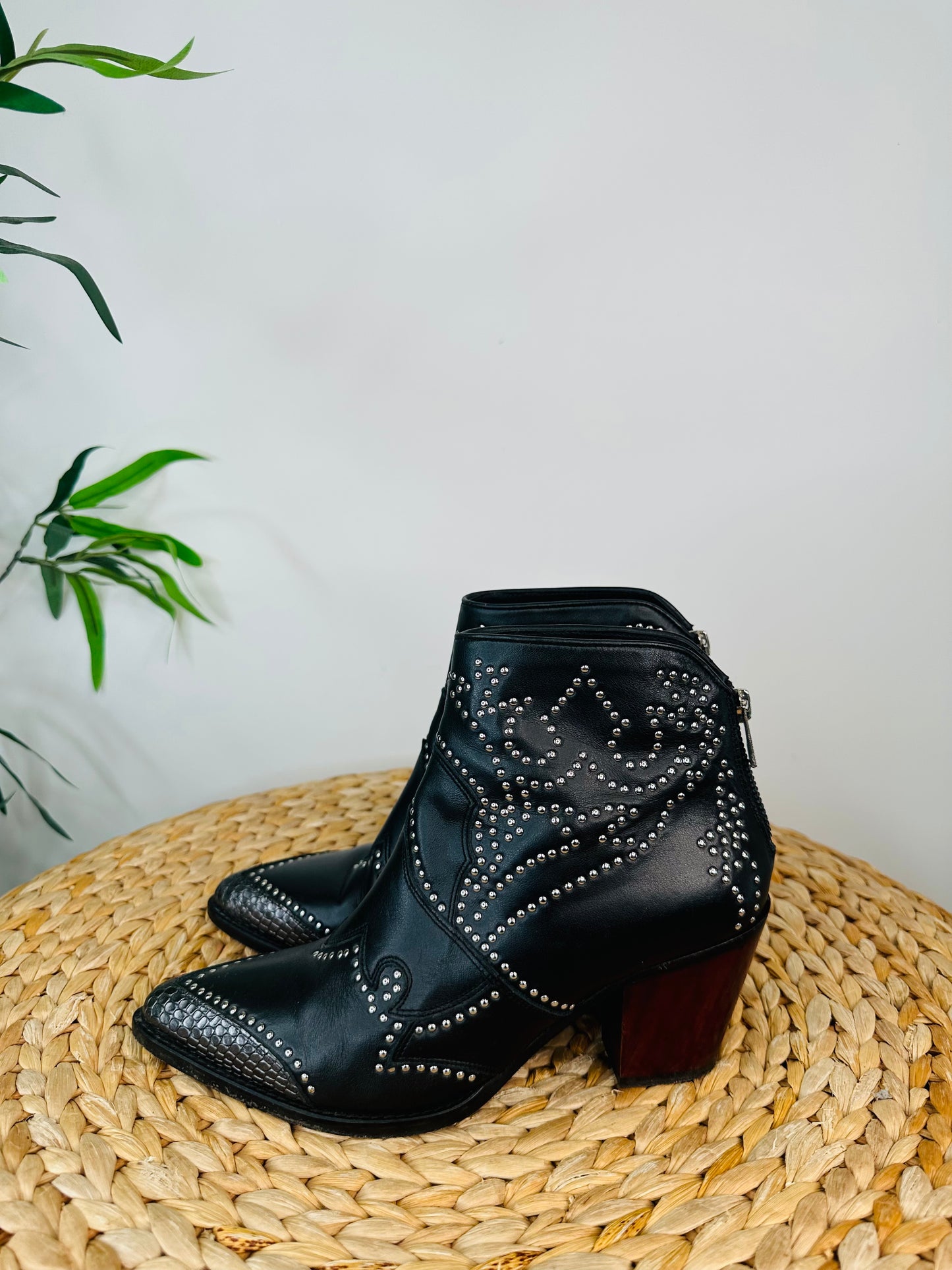 Studded Leather Boots - Size 38