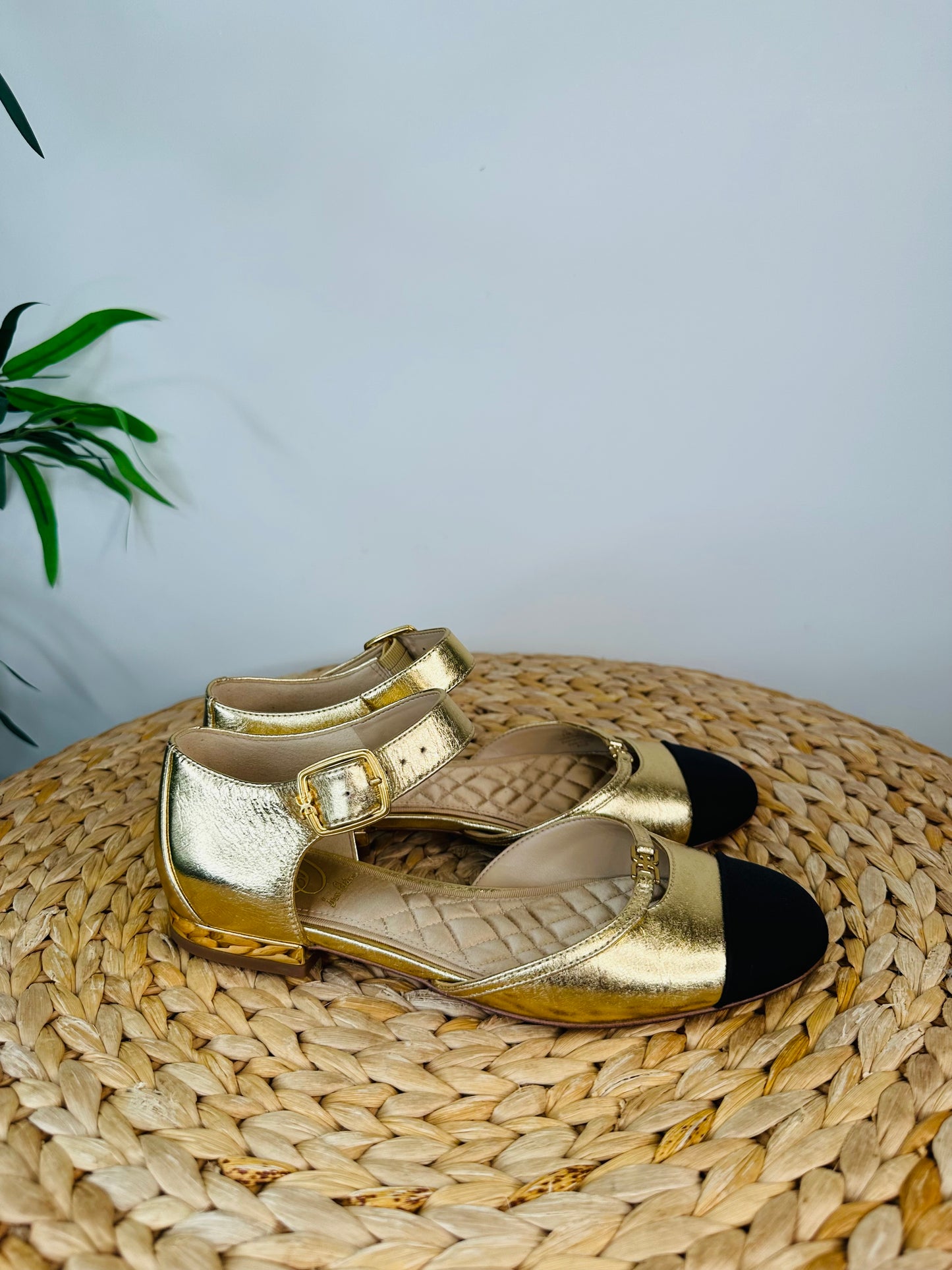 Metallic Leather Flats - Size 37