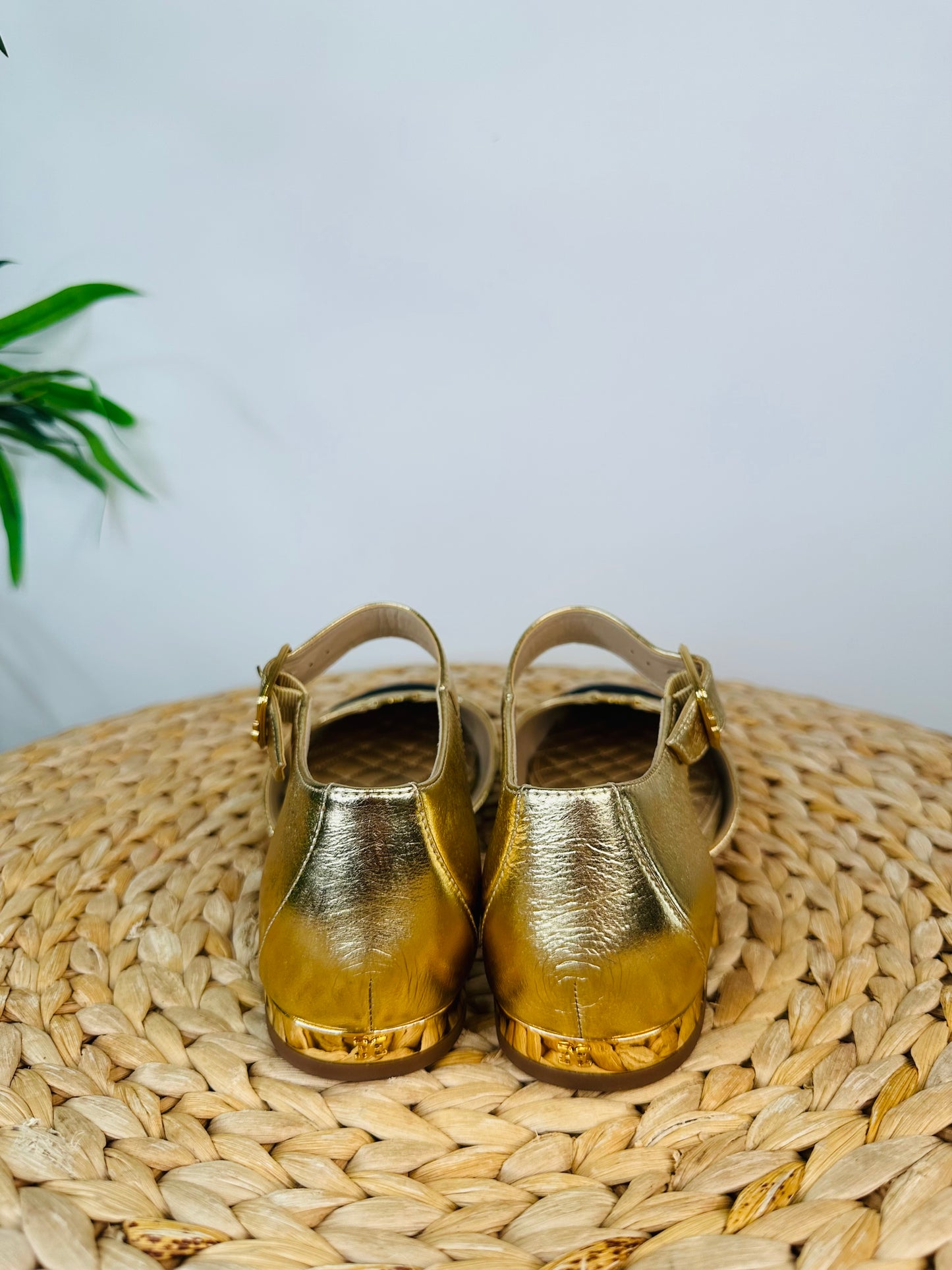 Metallic Leather Flats - Size 37