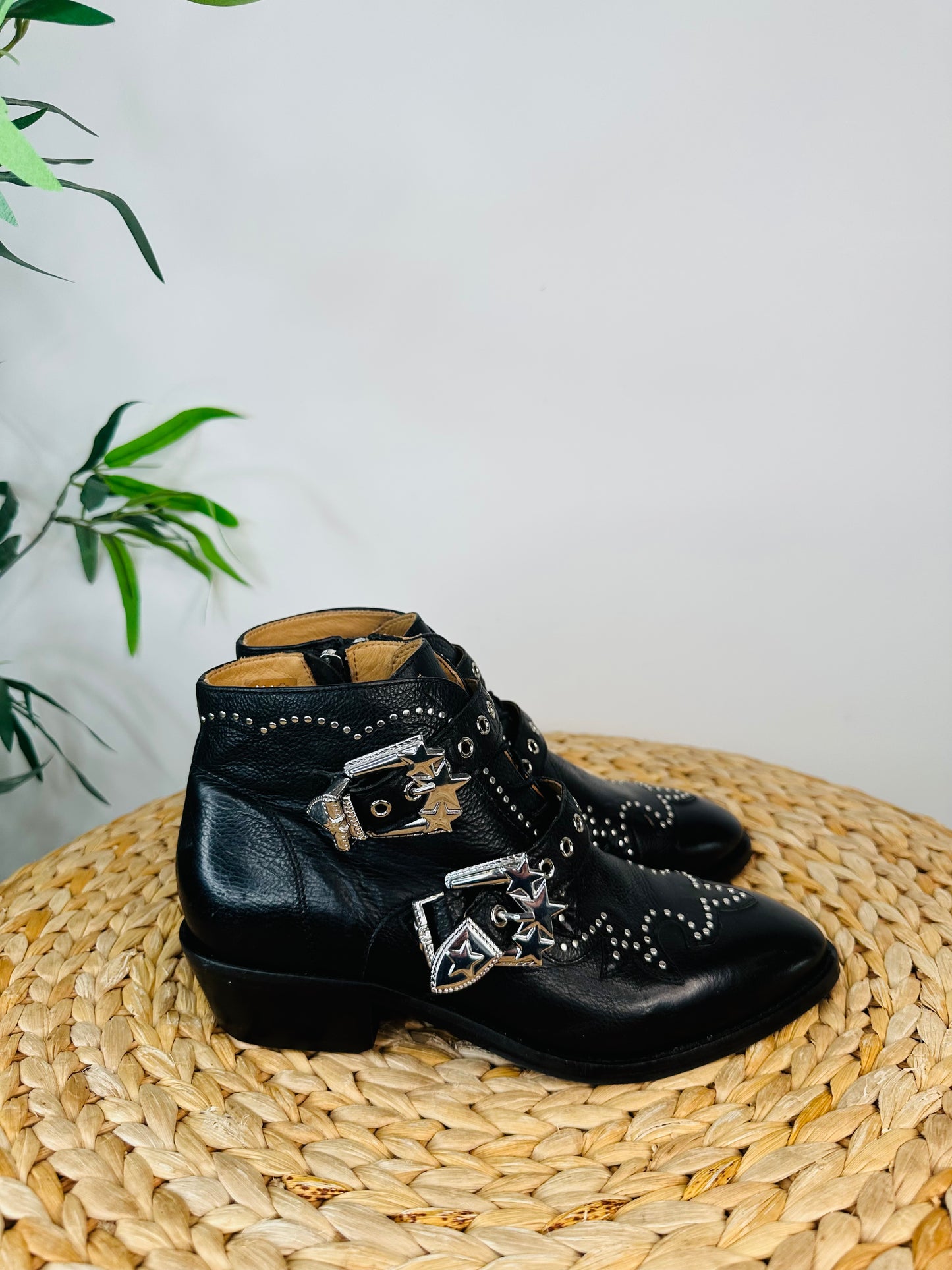 Studded Leather Boots - Size 38