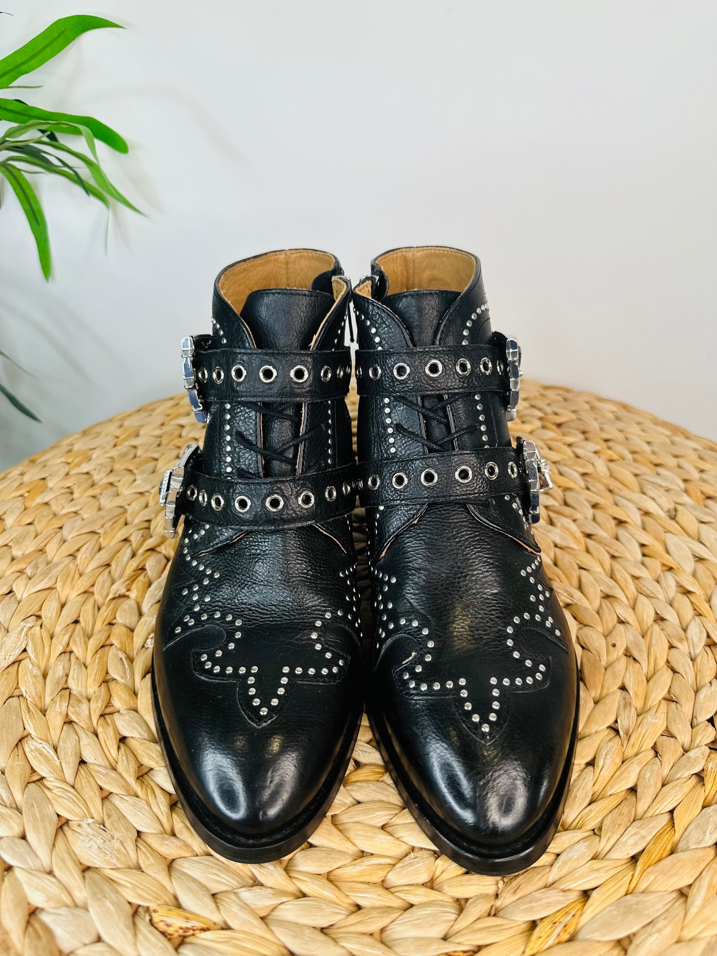 Studded Leather Boots - Size 38