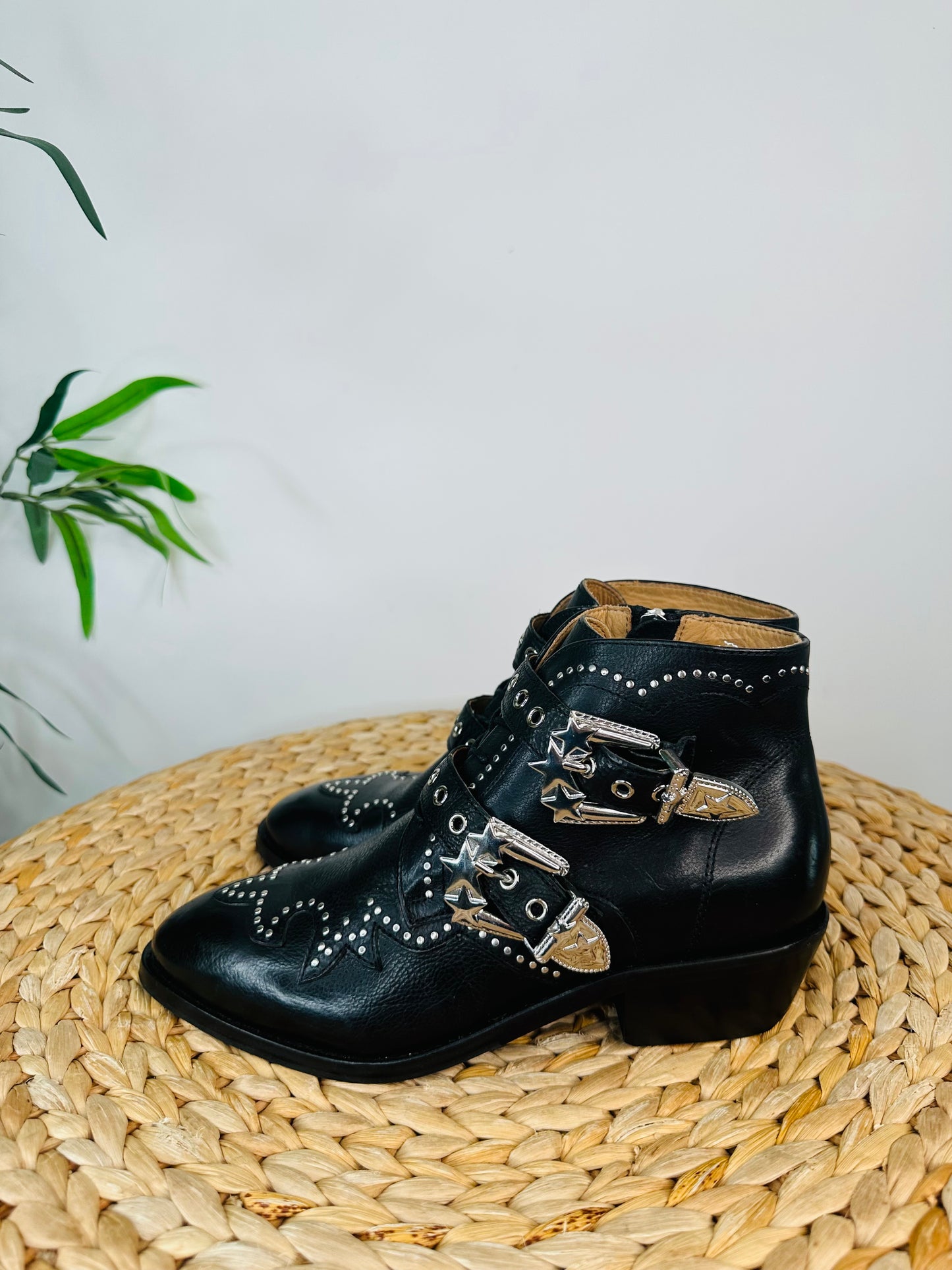 Studded Leather Boots - Size 38