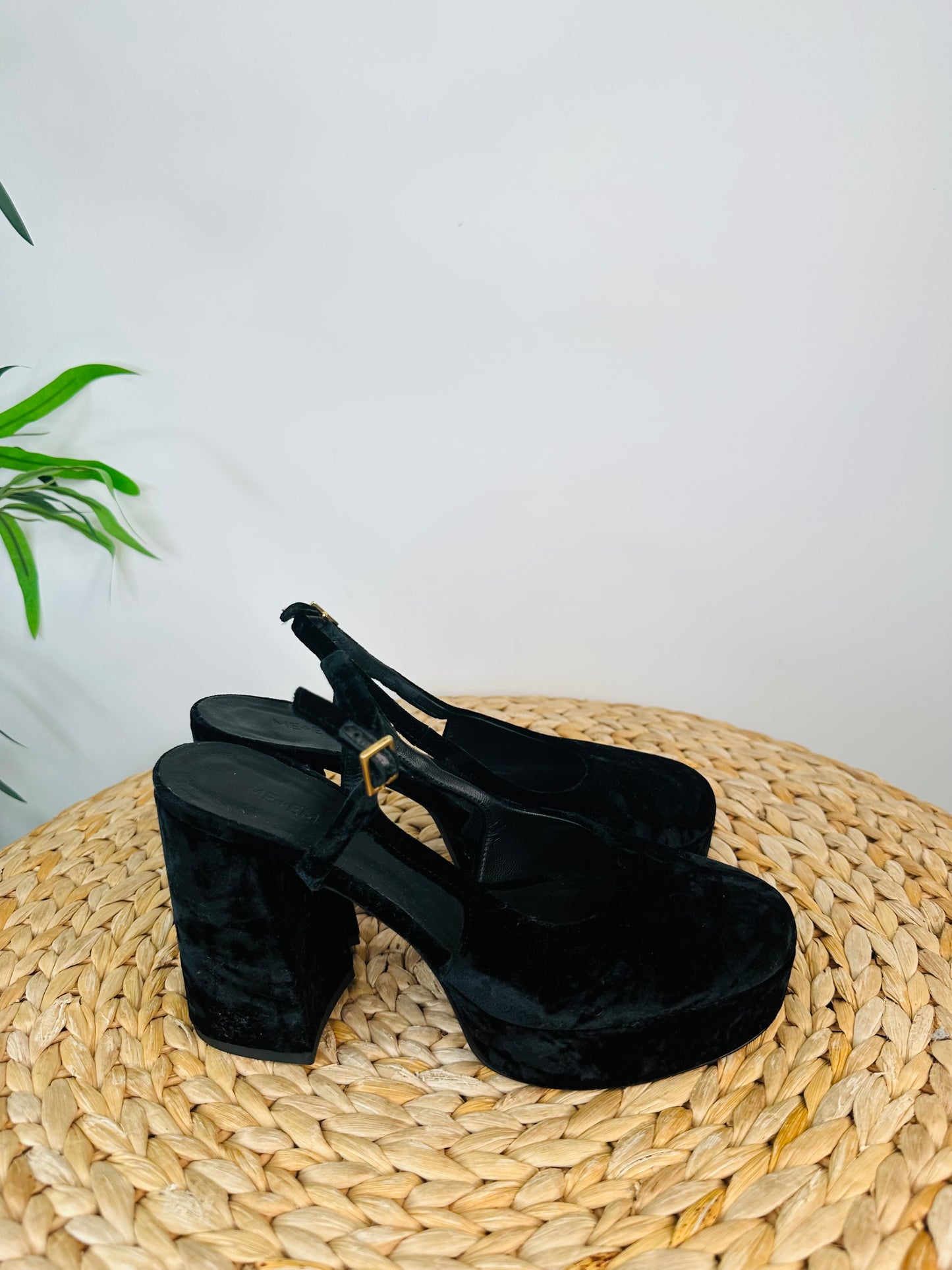 Velvet Slingback Platform Pumps - Size 37