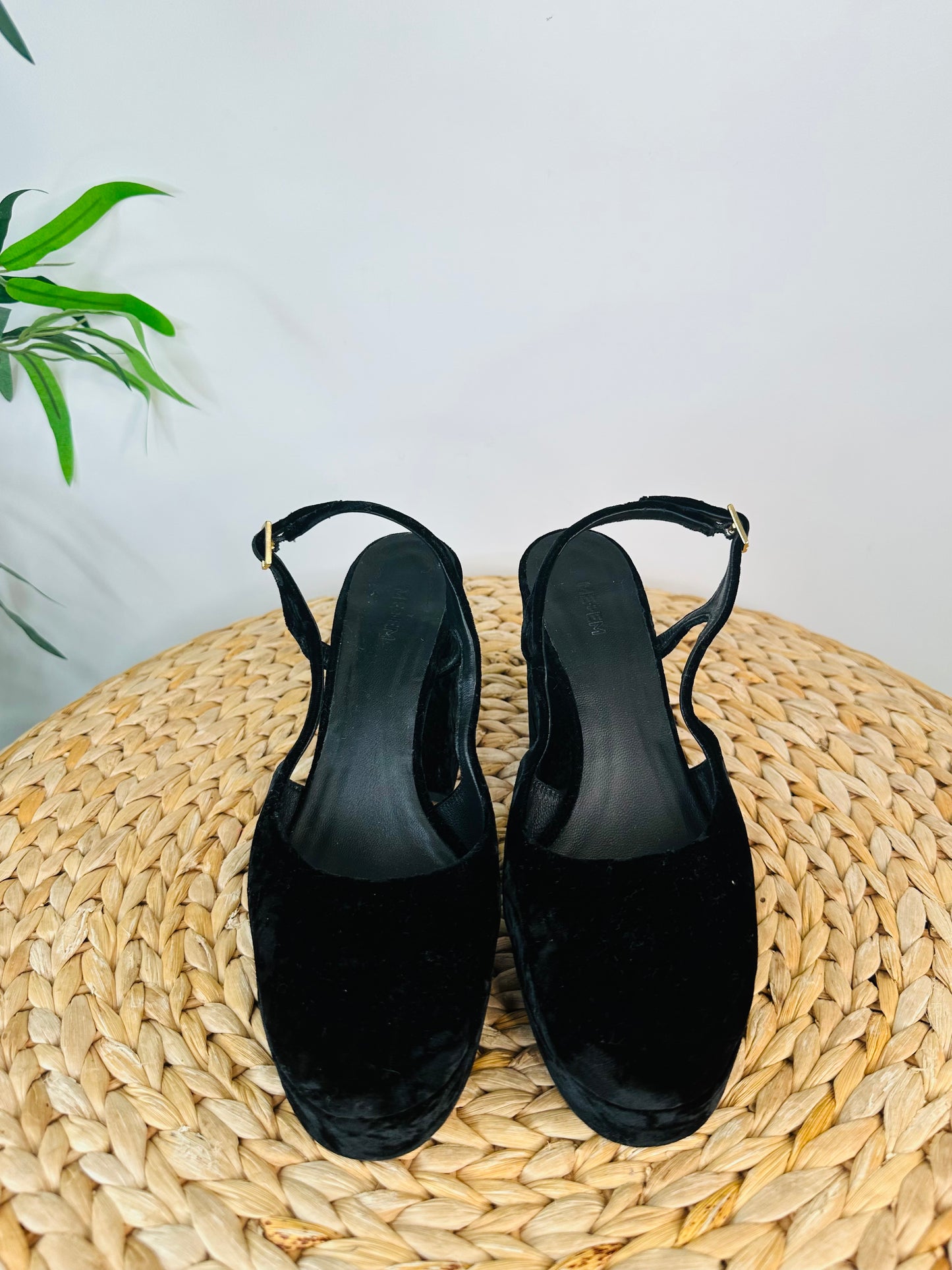 Velvet Slingback Platform Pumps - Size 37