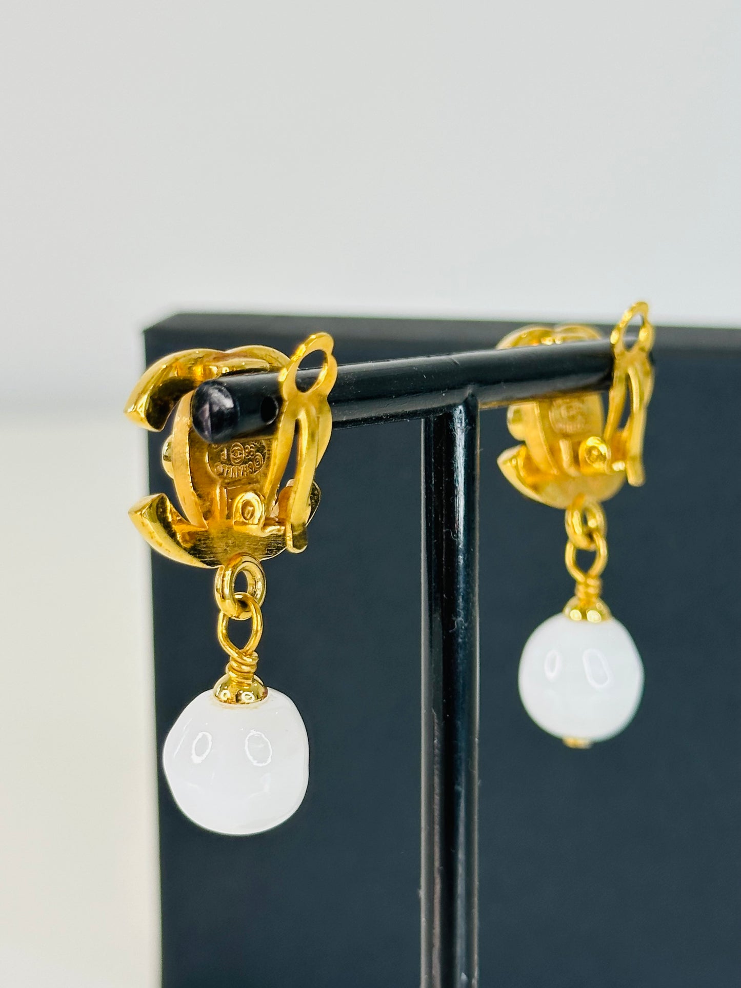 Gold Plated CC Turn Lock Clip-on Earrings