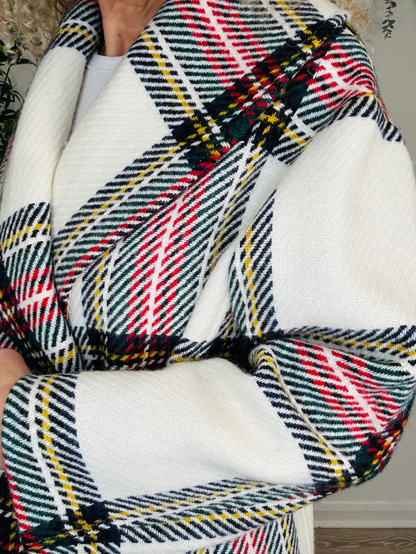 Check Wool Coat - Size XL