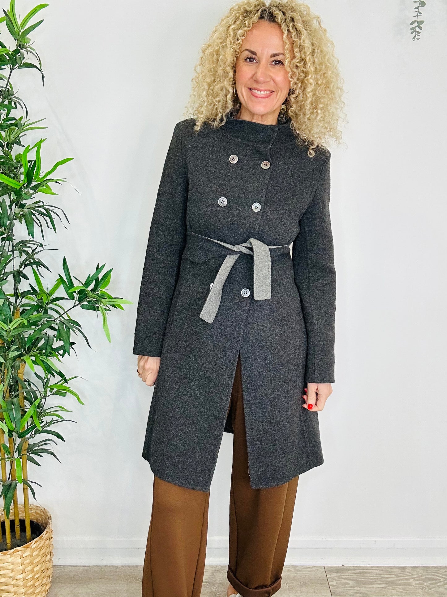 Belted Wool Coat - Size 42IT