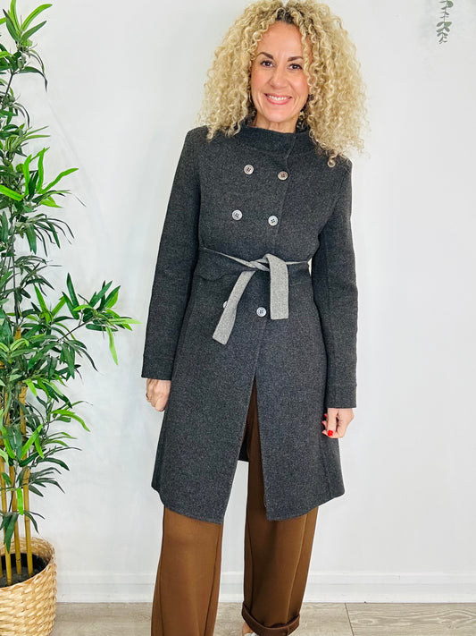 Belted Wool Coat - Size 42IT