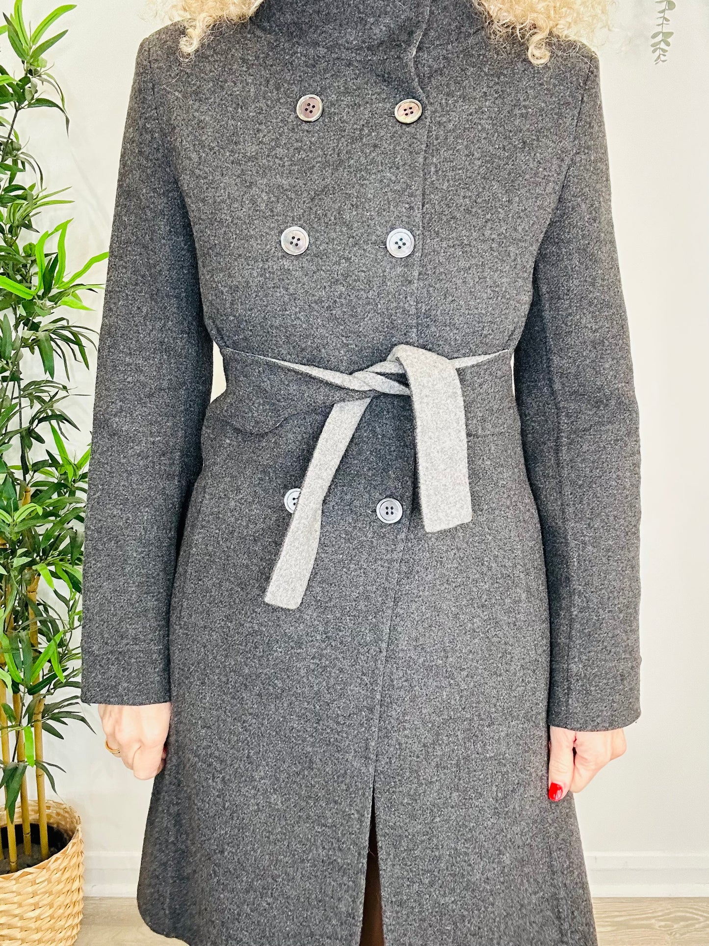Belted Wool Coat - Size 42IT